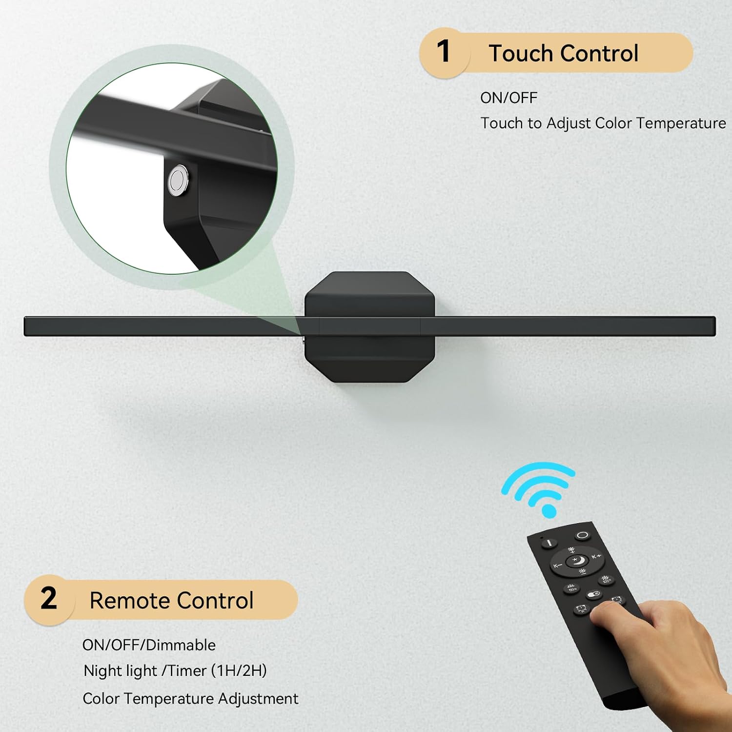 Wall Sconces Set of Two Battery Operated Wall Sconce,Wireless Wall Light USB Rechargeable Wall Light with Remote