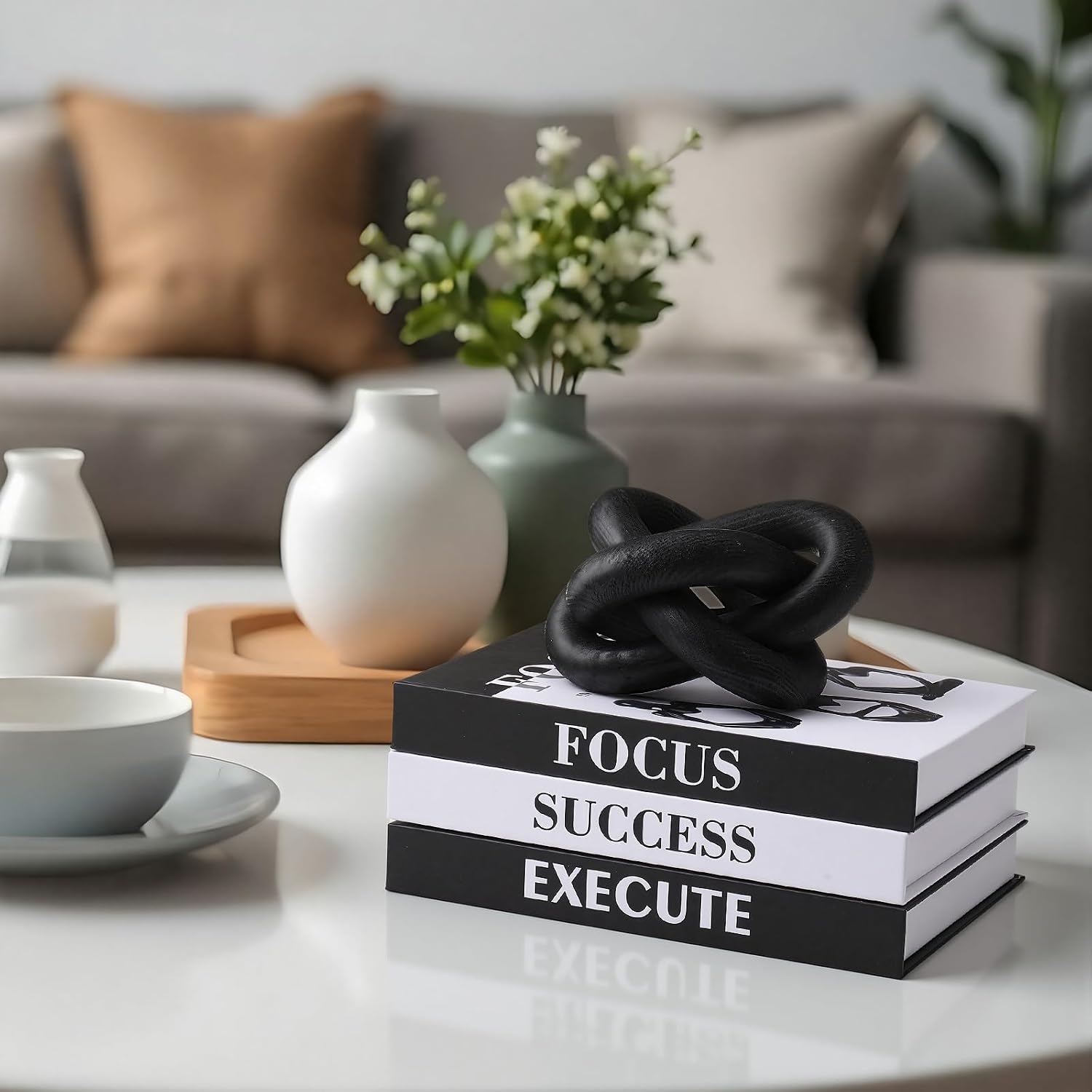 Faux Book Storage Box Set / Black / Set of 3