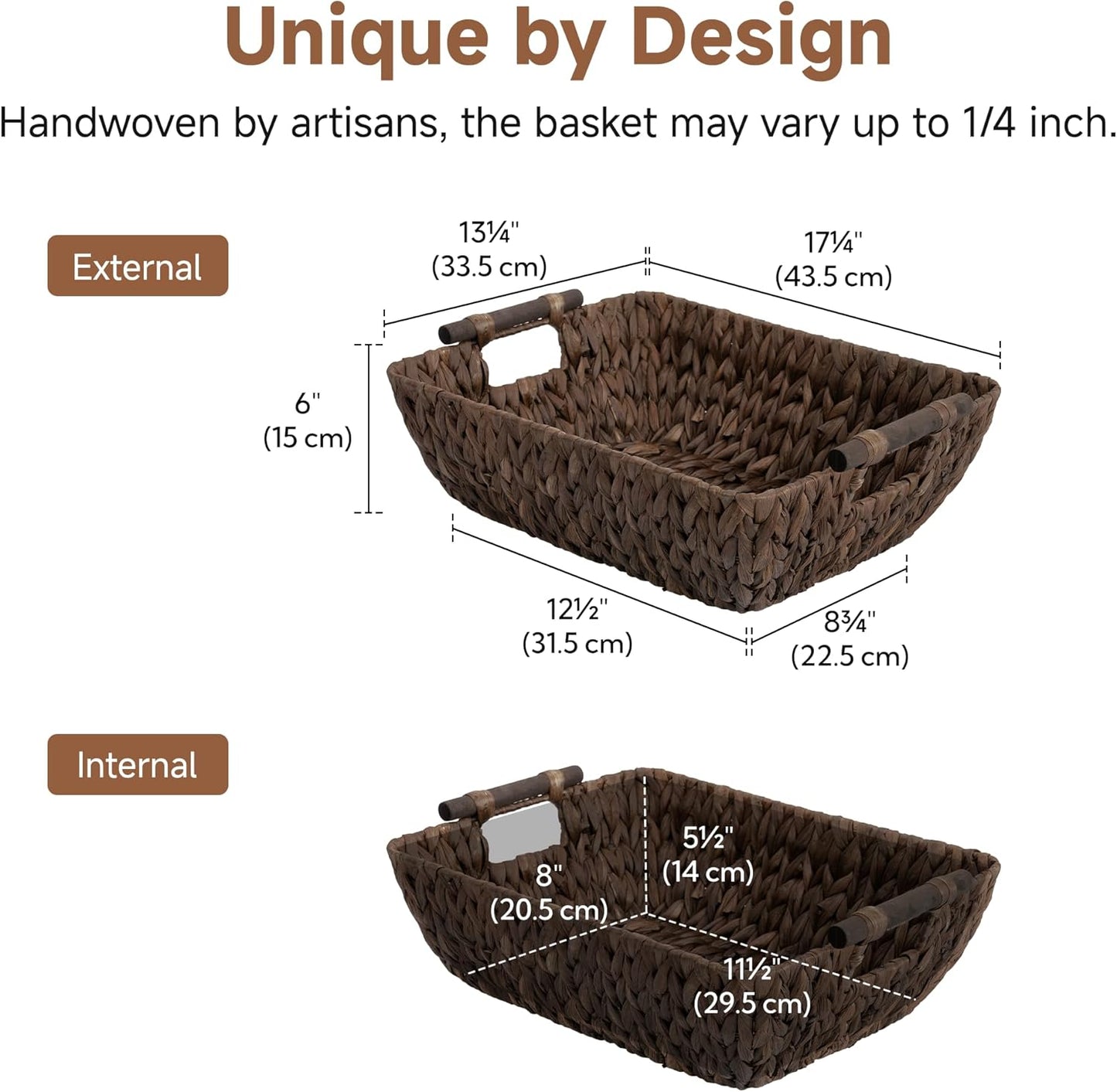 Wicker Baskets / Wicker Baskets for Storage / Dark Brown / Large