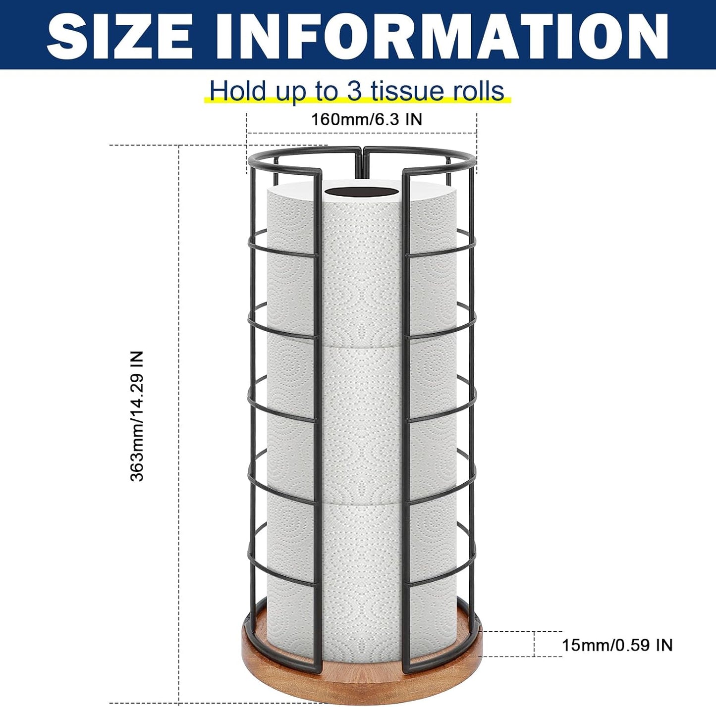 NearMoon Toilet Paper Organizer Stand, Freestanding 3 Rolls Tissue Storage, Metal Bathroom Accessory, Rustproof Toilet