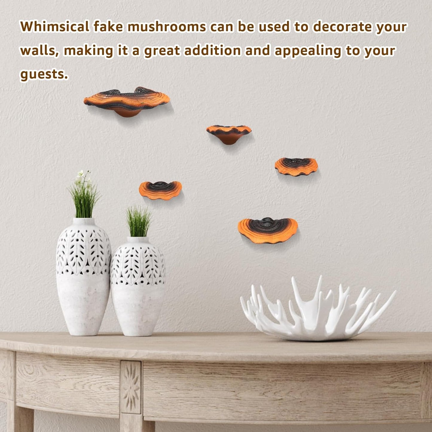 Mushroom Floating Shelves Reishi Shaped Mushroom Shelf Wall Decor Resin Mushroom Hanging / Set of 5