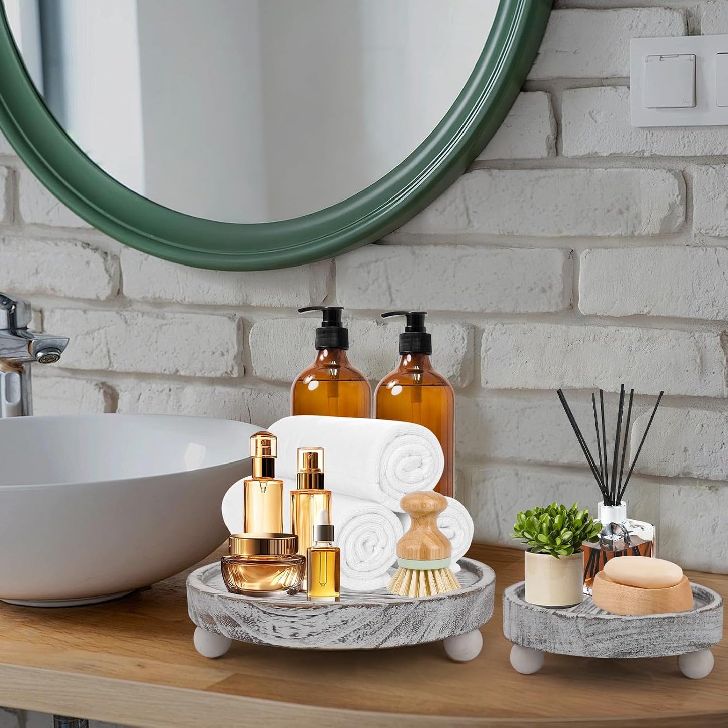 Rustic Round Serving Trays / Set of 4