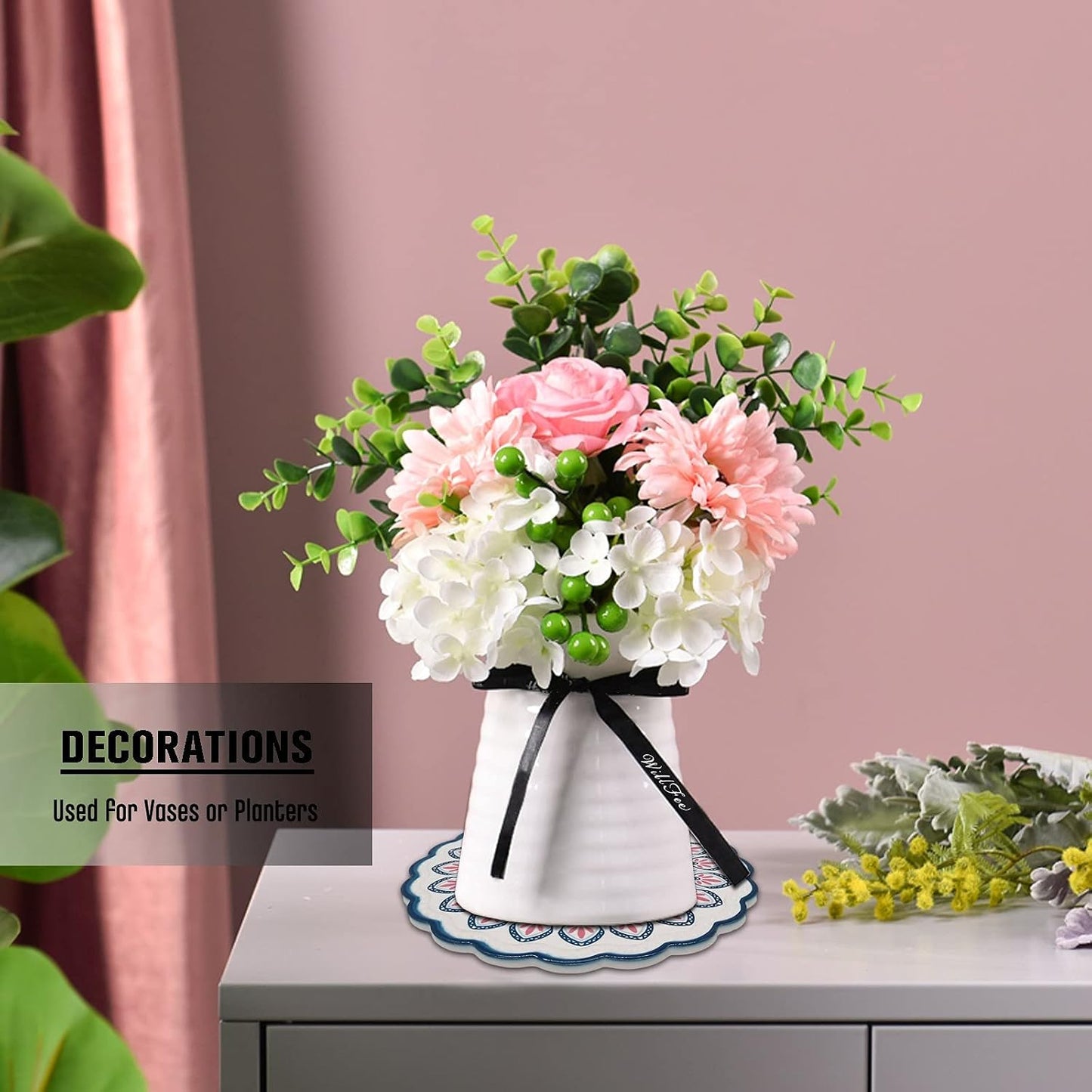 Ceramic Trivets for Hot Pots and Pans, Heat Resistant Mats, Trivets for Hot Dishes with Beautiful Flower Patterns and