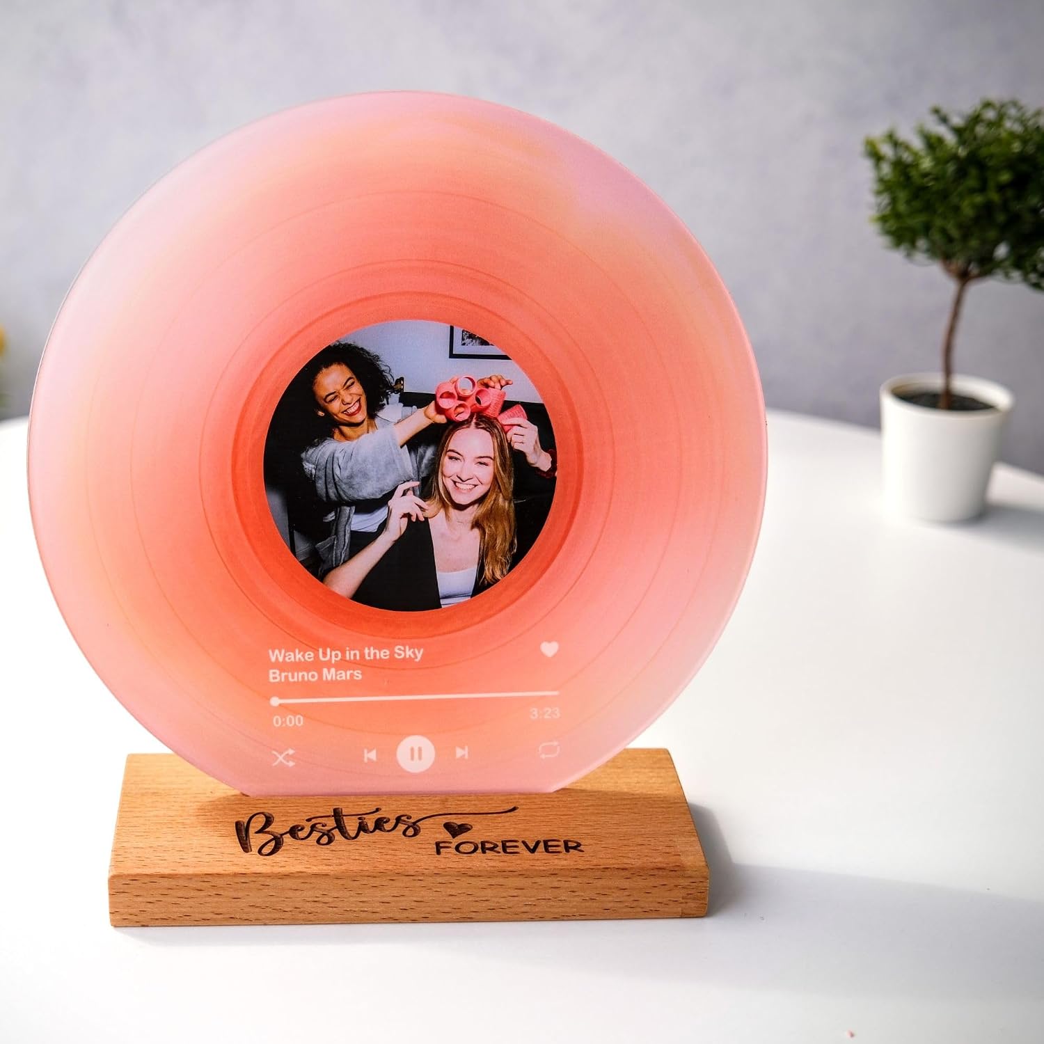 bonibom Personalized Vinyl Record with Photo - Custom Acrylic Song Plaque - Unique Gifts for Anniversary, Wedding