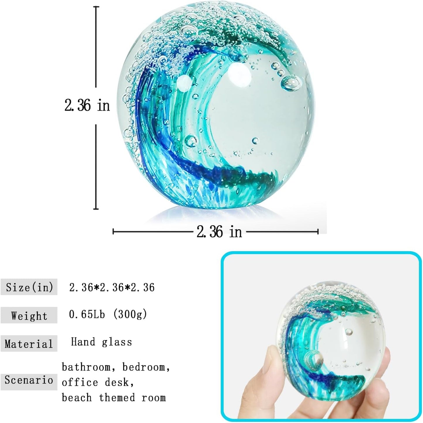 Sea Glass Paperweight / Green
