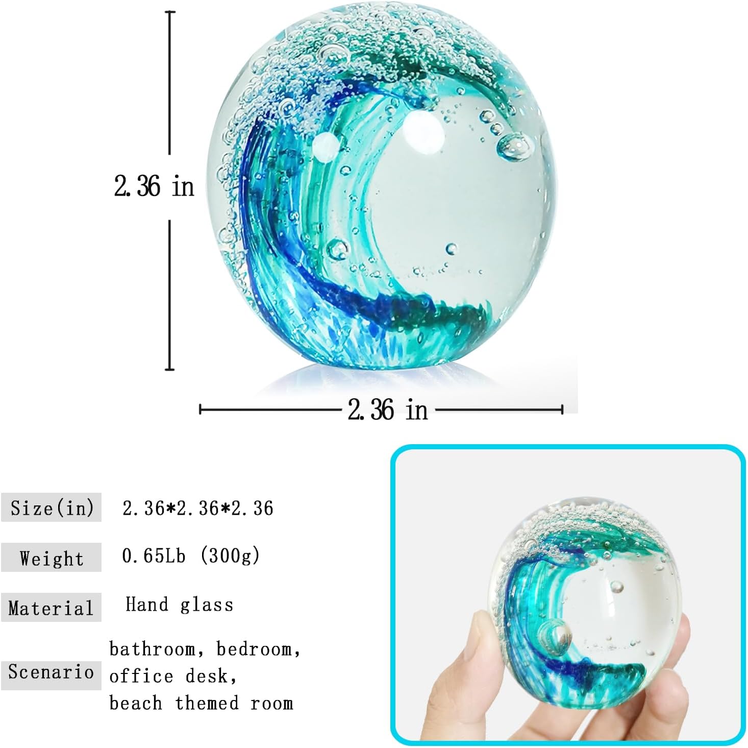 Sea Glass Paperweight / Green