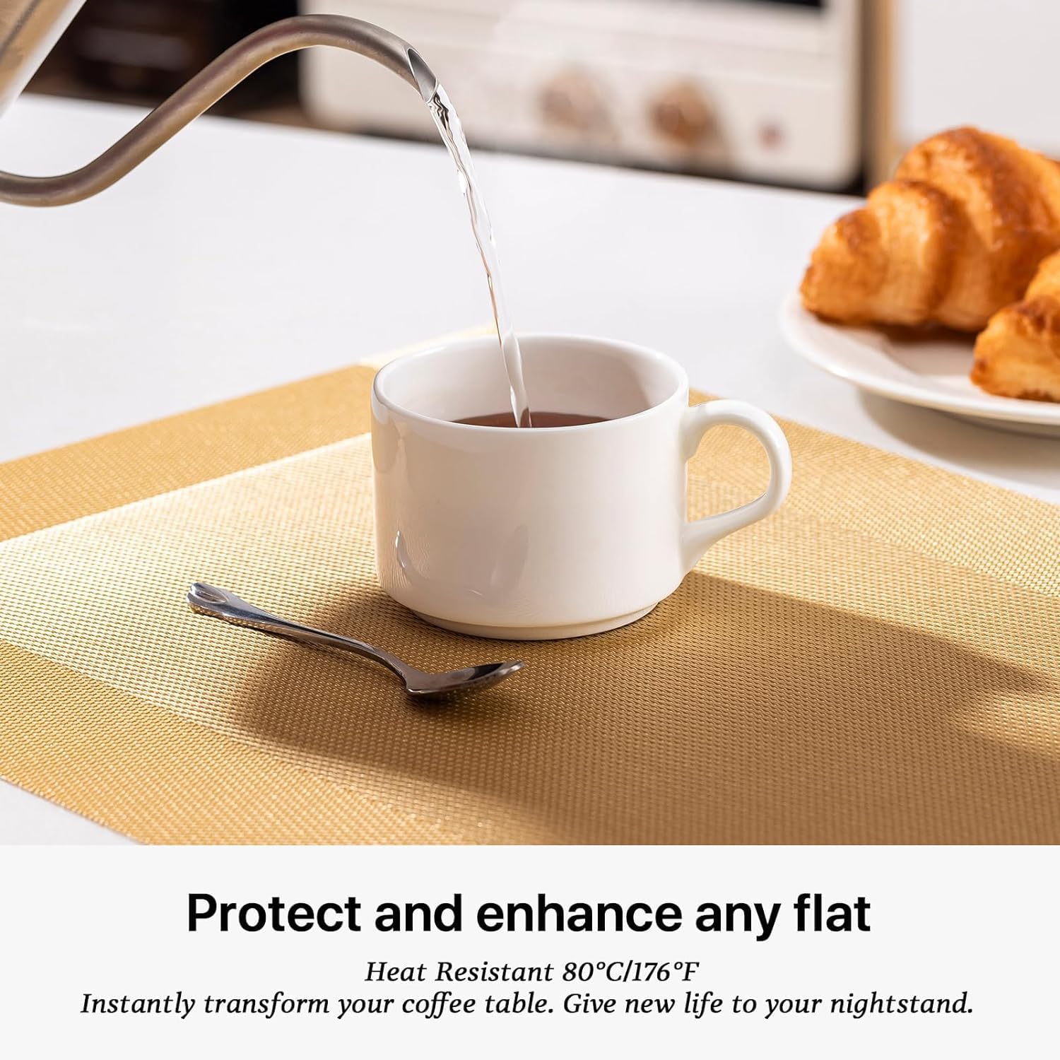 LEXMORE PlaceMats Set of 12 Vinyl/Plastic Woven Place Mats for Kitchen Table Indoor/Outdoor Washable PlaceMat Wipeable