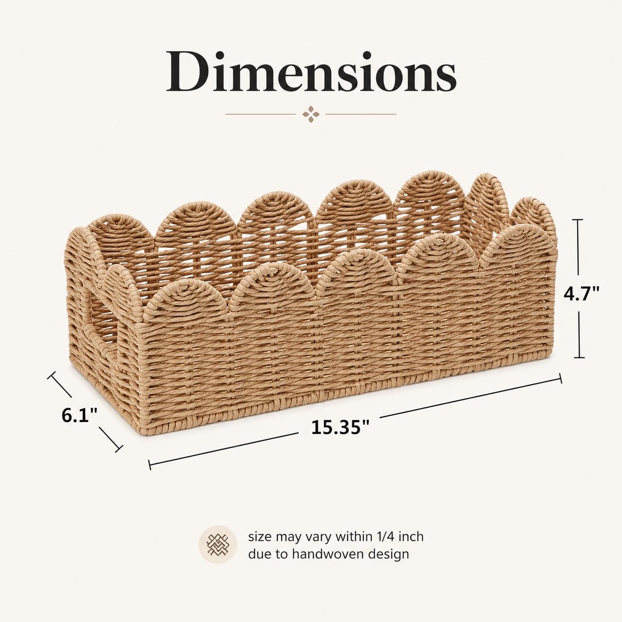 Scalloped Wicker Tray / Khaki / Natural