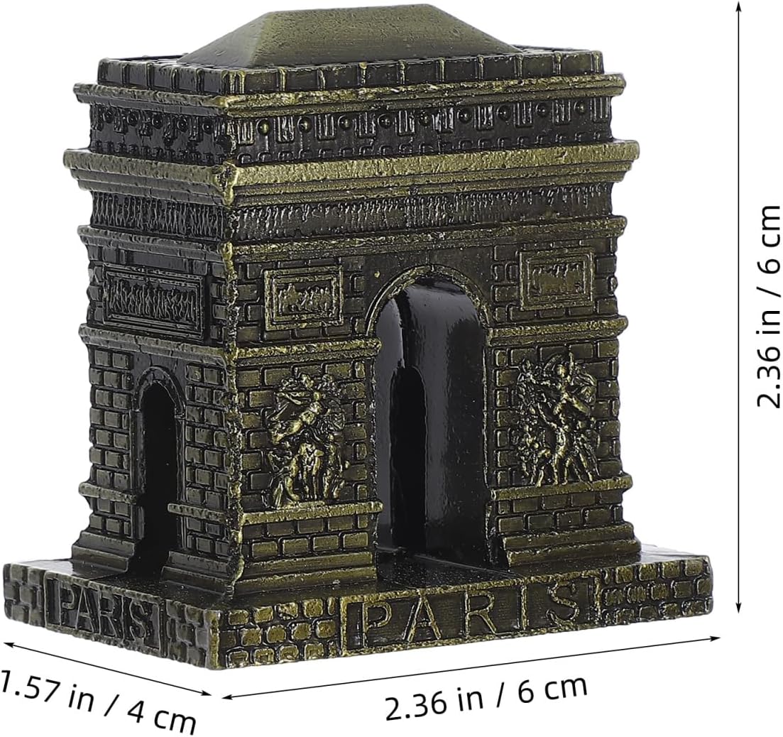 Vintage Triumphal Arch Model Metal Building Desktop Ornament Unique / 6 x 4 x 6 / Cm / Golden