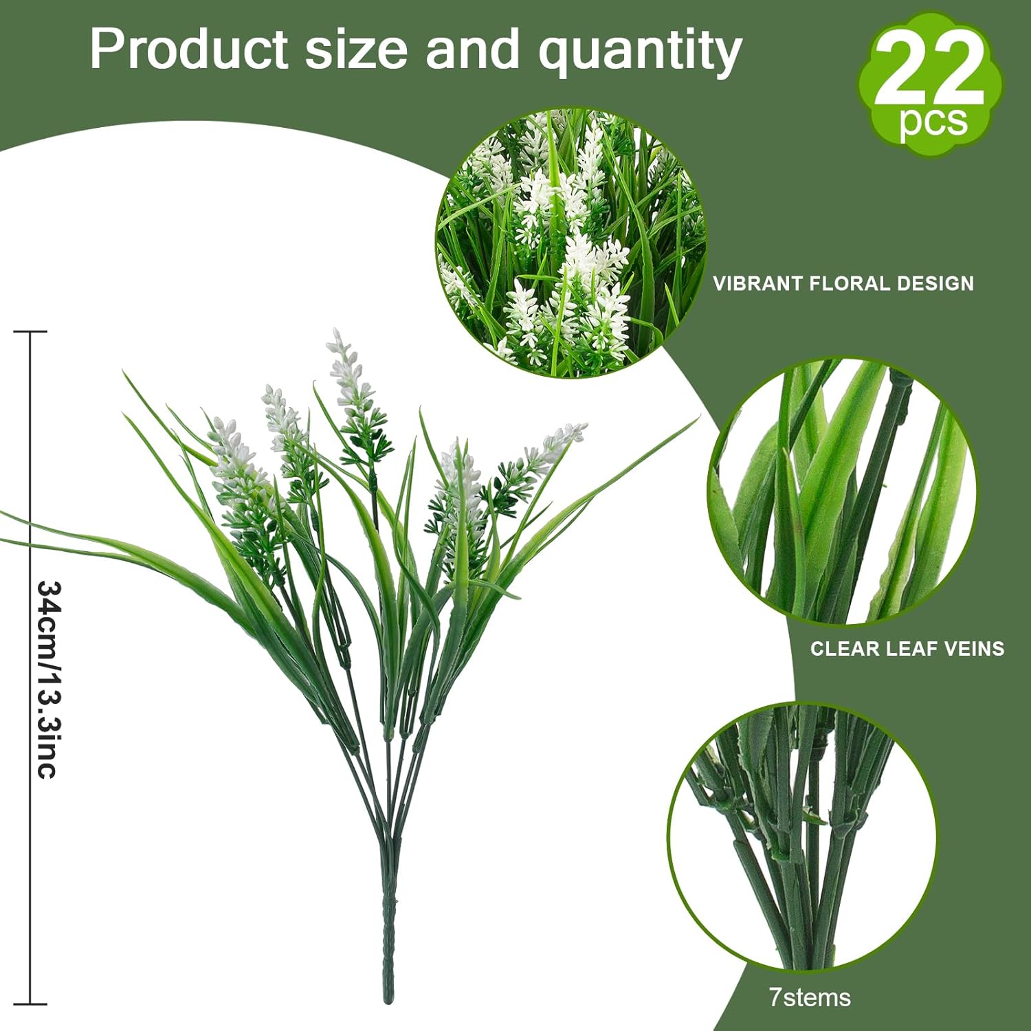 Artificial Outdoor Flowers Fake Outdoor Plants Monkey Grass / White / Set of 22