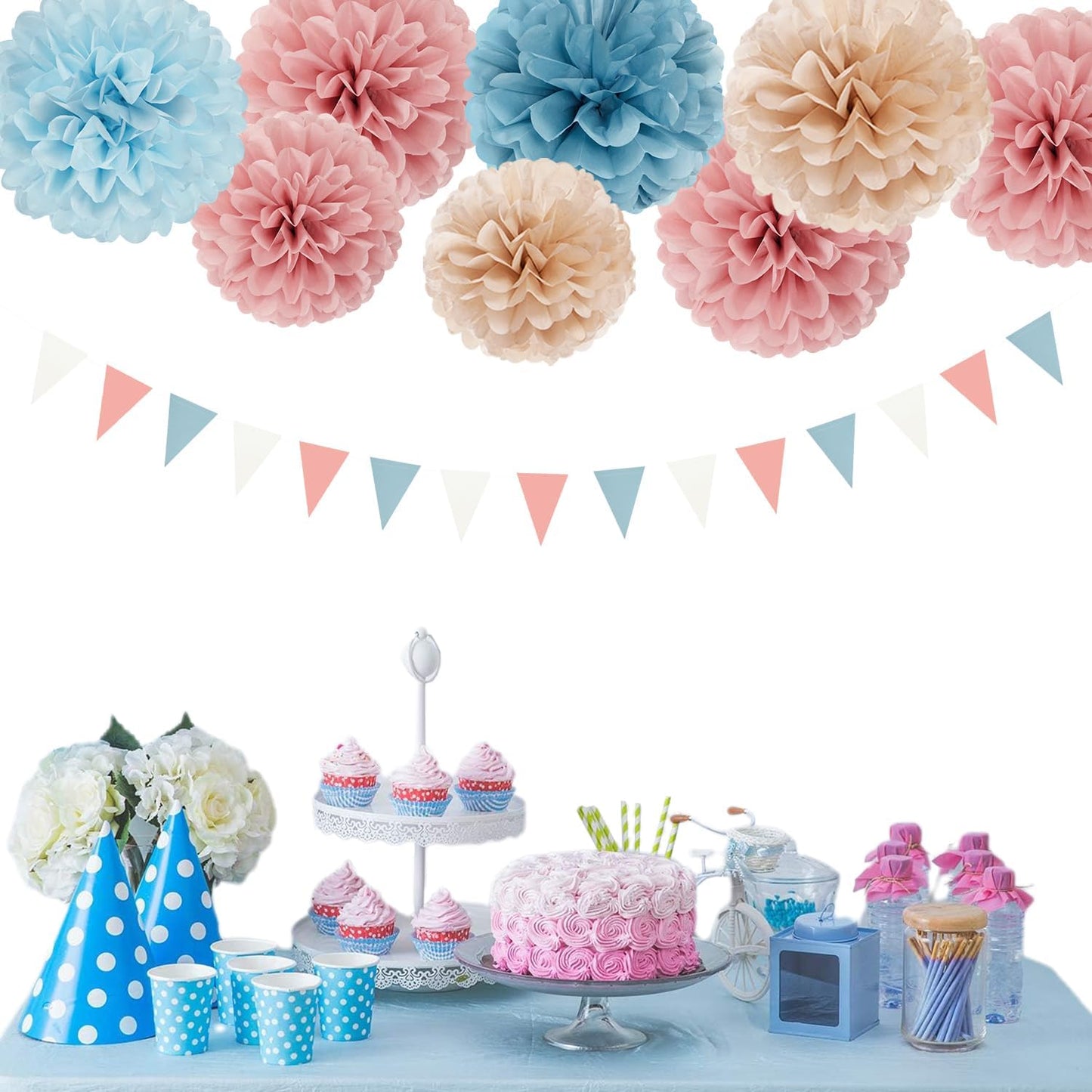 Party-Decorations Paper Lanterns / Dusty-blue Pink