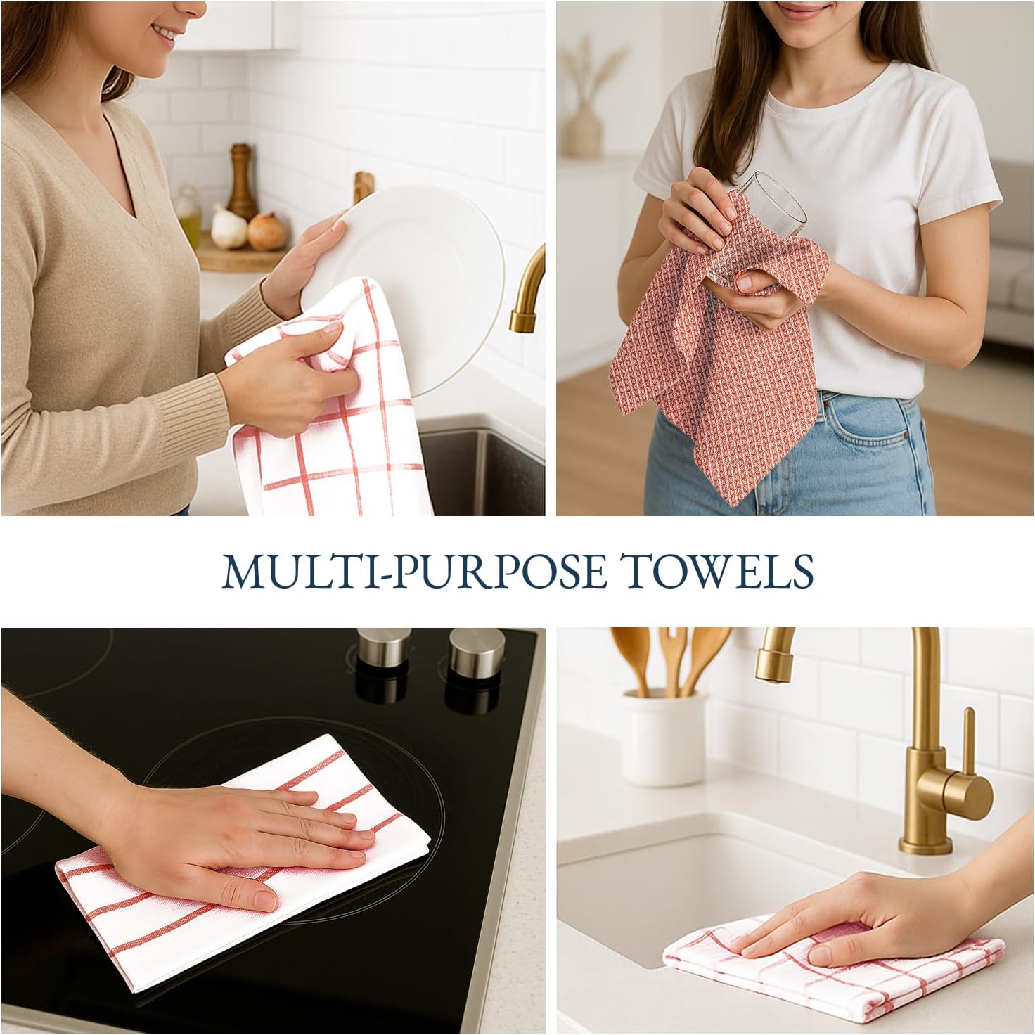 LANE LINEN Kitchen Towels Set of 12-100% Cotton, Quick-Drying 18” x 28” Absorbent Dish & Tea Towels, Premium Hand