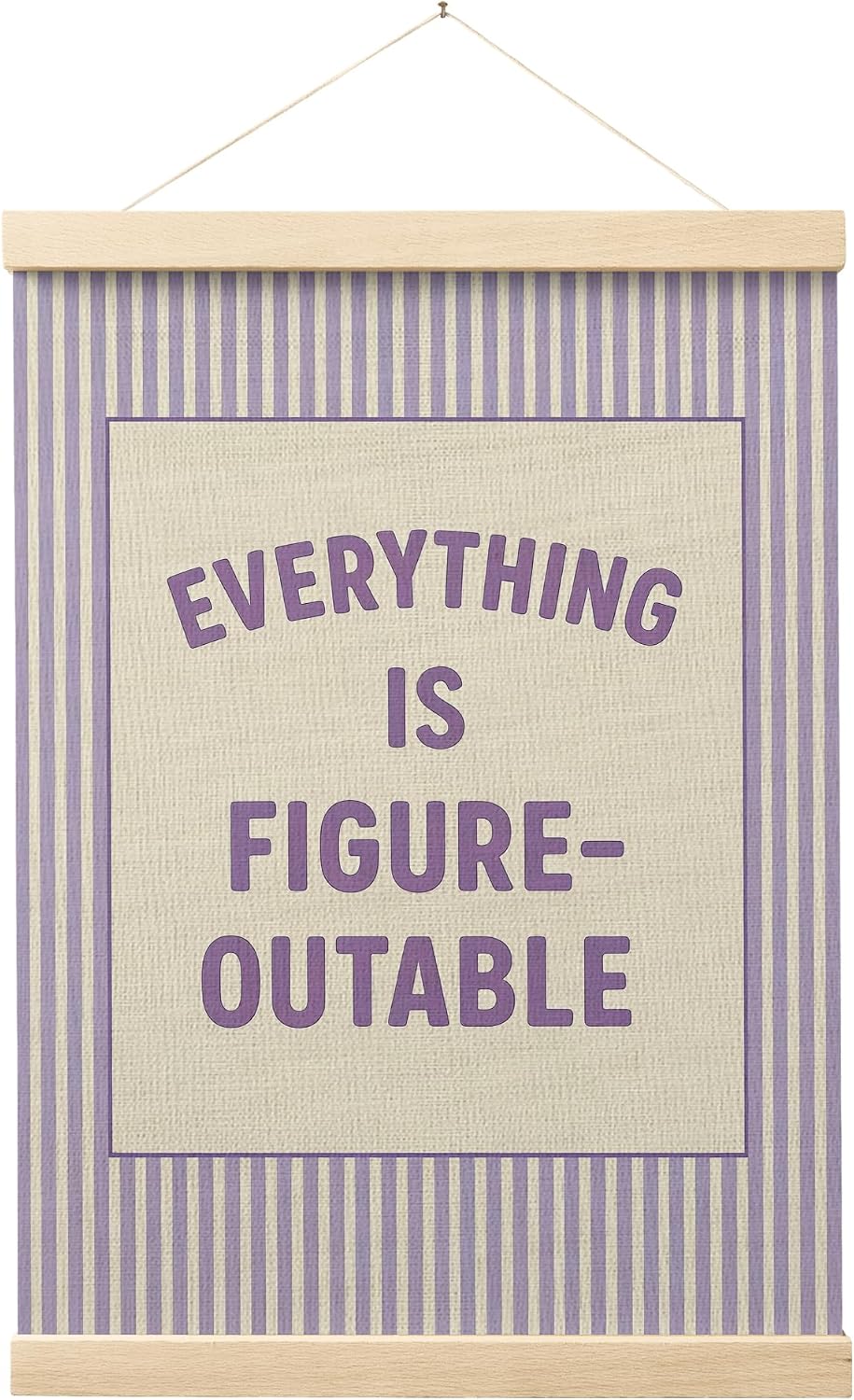FGFK Everything Is Figureoutable Positive Affirmations Wall Art Poster Hanger Frame, Retro Purple Inspirational Canvas