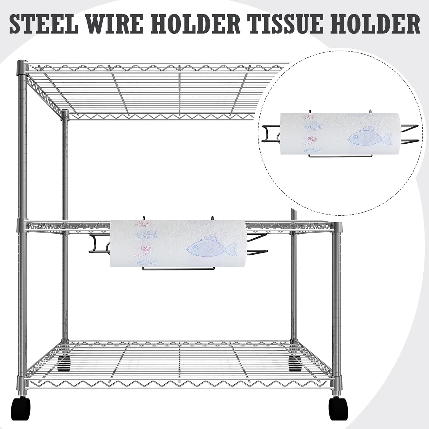 CroBlissful Paper Towel Holder for Wire Shelving 5'' D x 12'' W x 4.5'' H Hanging Paper Towel Holder Wire Shelf