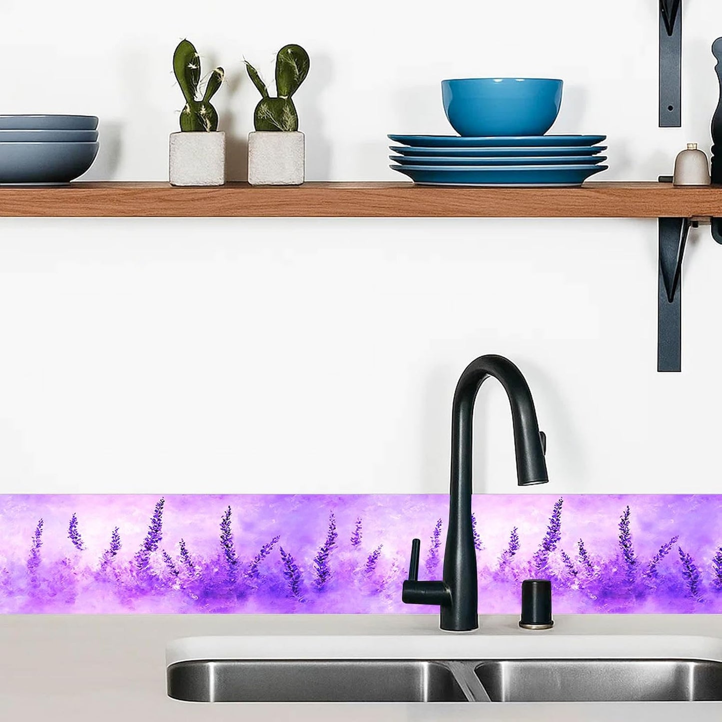 Wallpaper Border Peel and Stick Wall Accent PVC Lavender / Lavender Mist Flower / Purple / 4 x 196