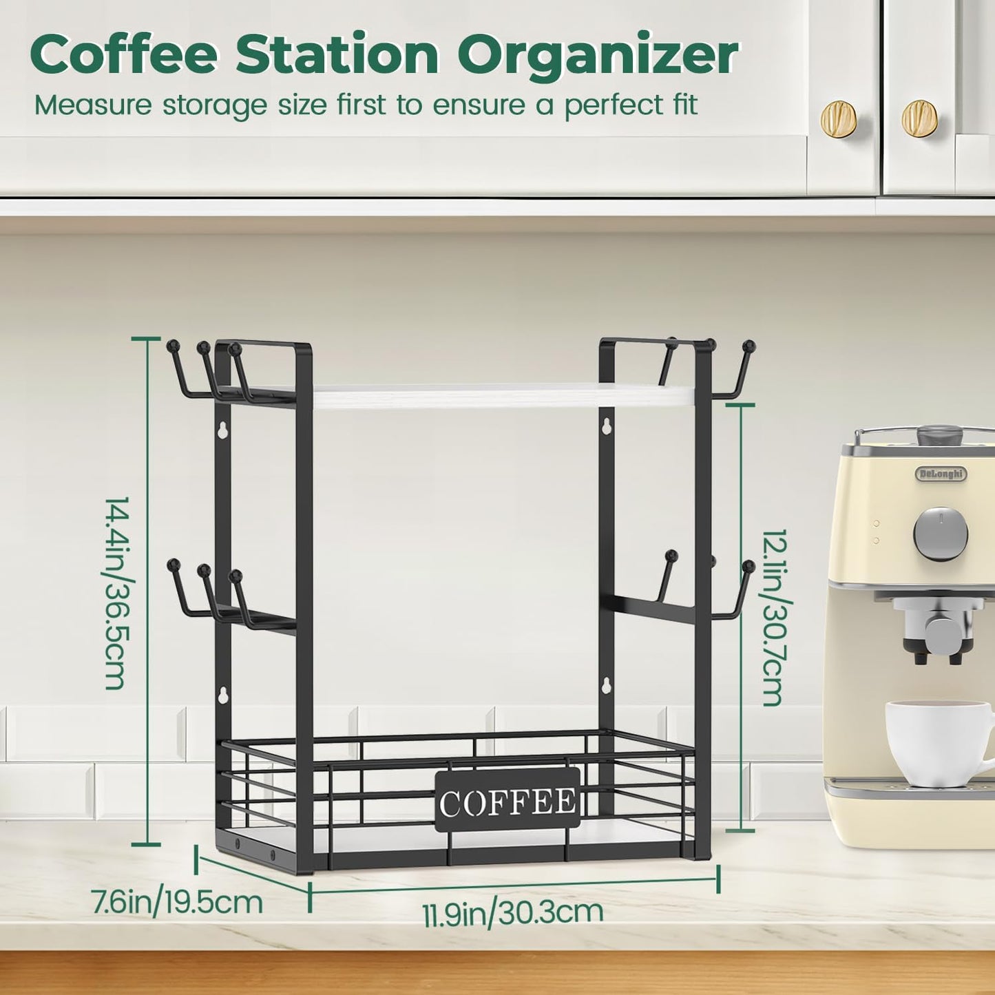 EsLuker.ly Coffee Mug Cup Holder Tree Bar Station Organizer, 2 Tier White | Mug Stand Rack for Countertop Kitchen
