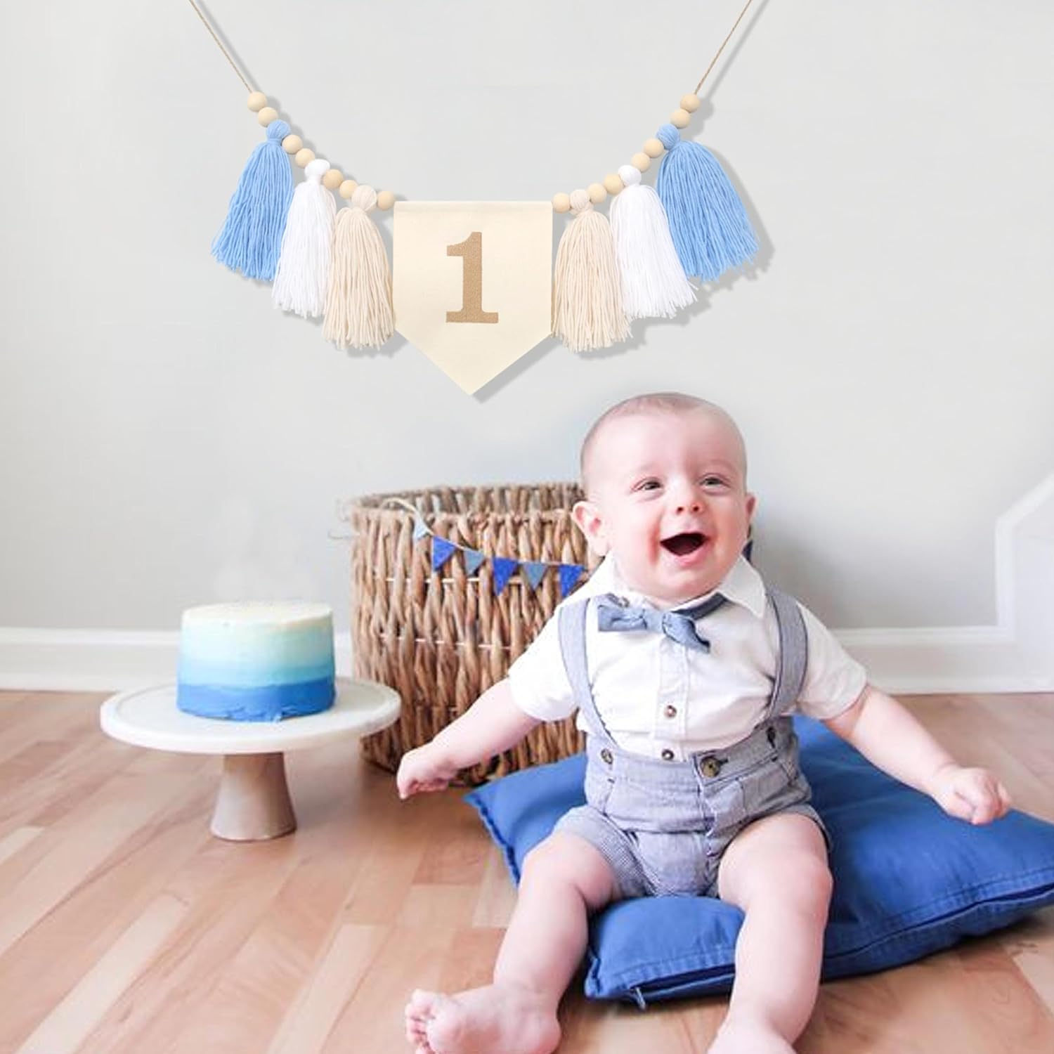 Wood Bead 1st Birthday Banner