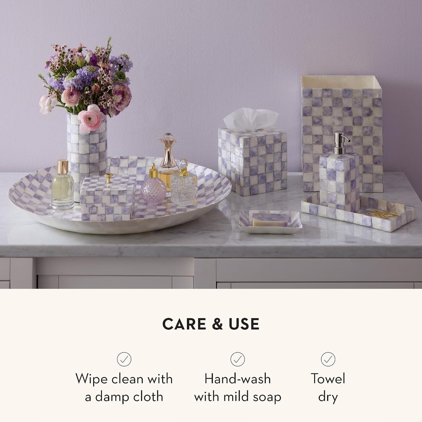 Decorative Soap Holder / Violet Check / Purple