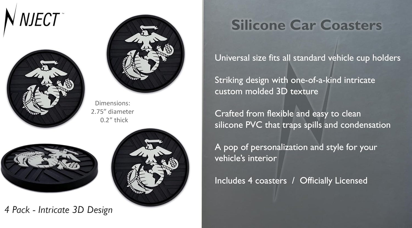 Officially Licensed US Corps Insignia Textured 3D Automotive Religious Silicone Coasters / Marine