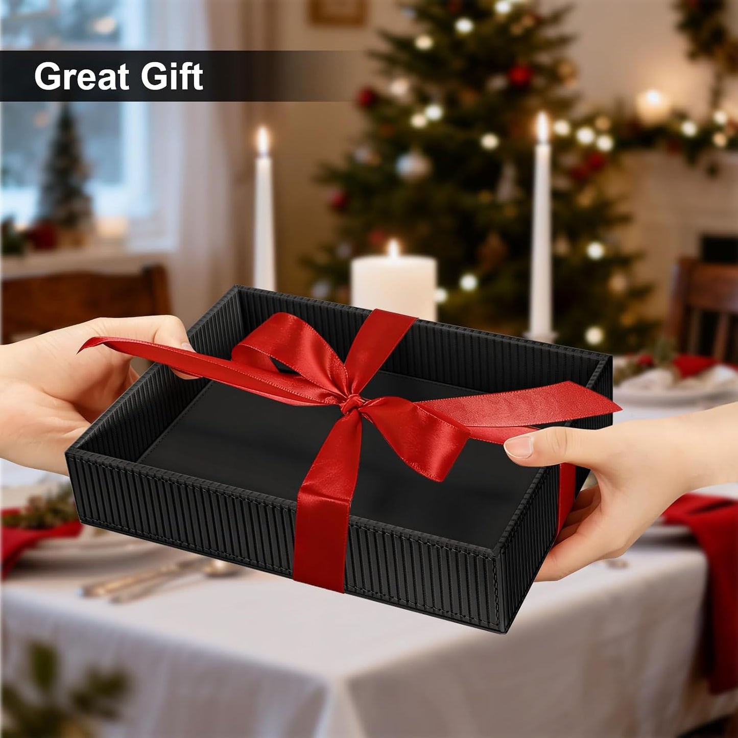 Valet Tray Desk Organizer / Stripe Black