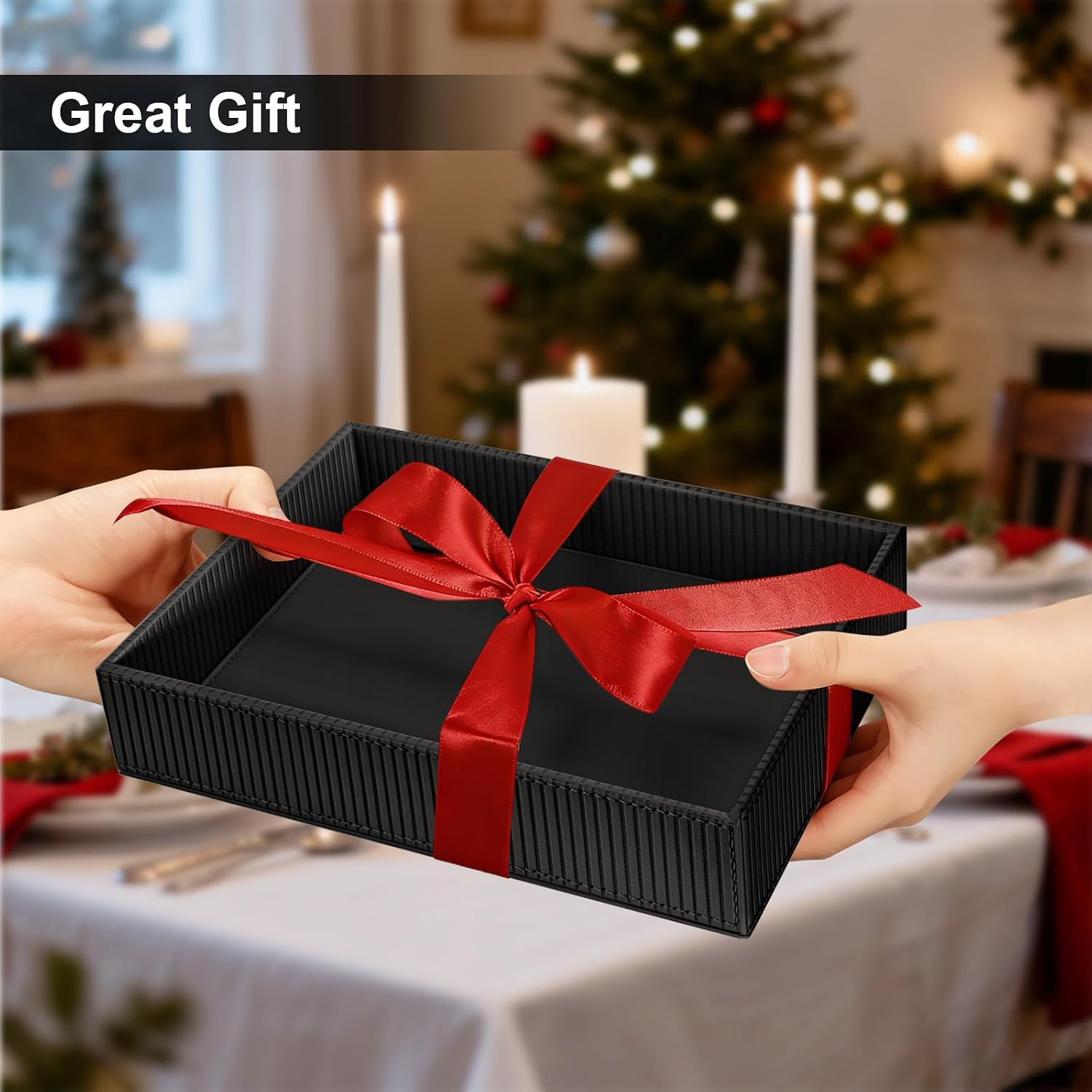 Valet Tray Desk Organizer / Stripe Black