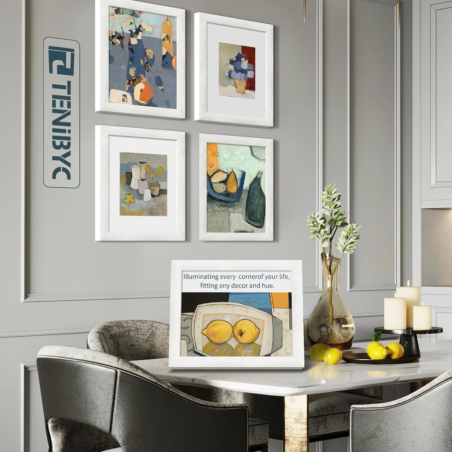 8.5 by 11 picture frame 3 Pack, White Wood, Real Glass, for Photo | Thick HD Tempered Glass, Tabletop or Wall Hanging