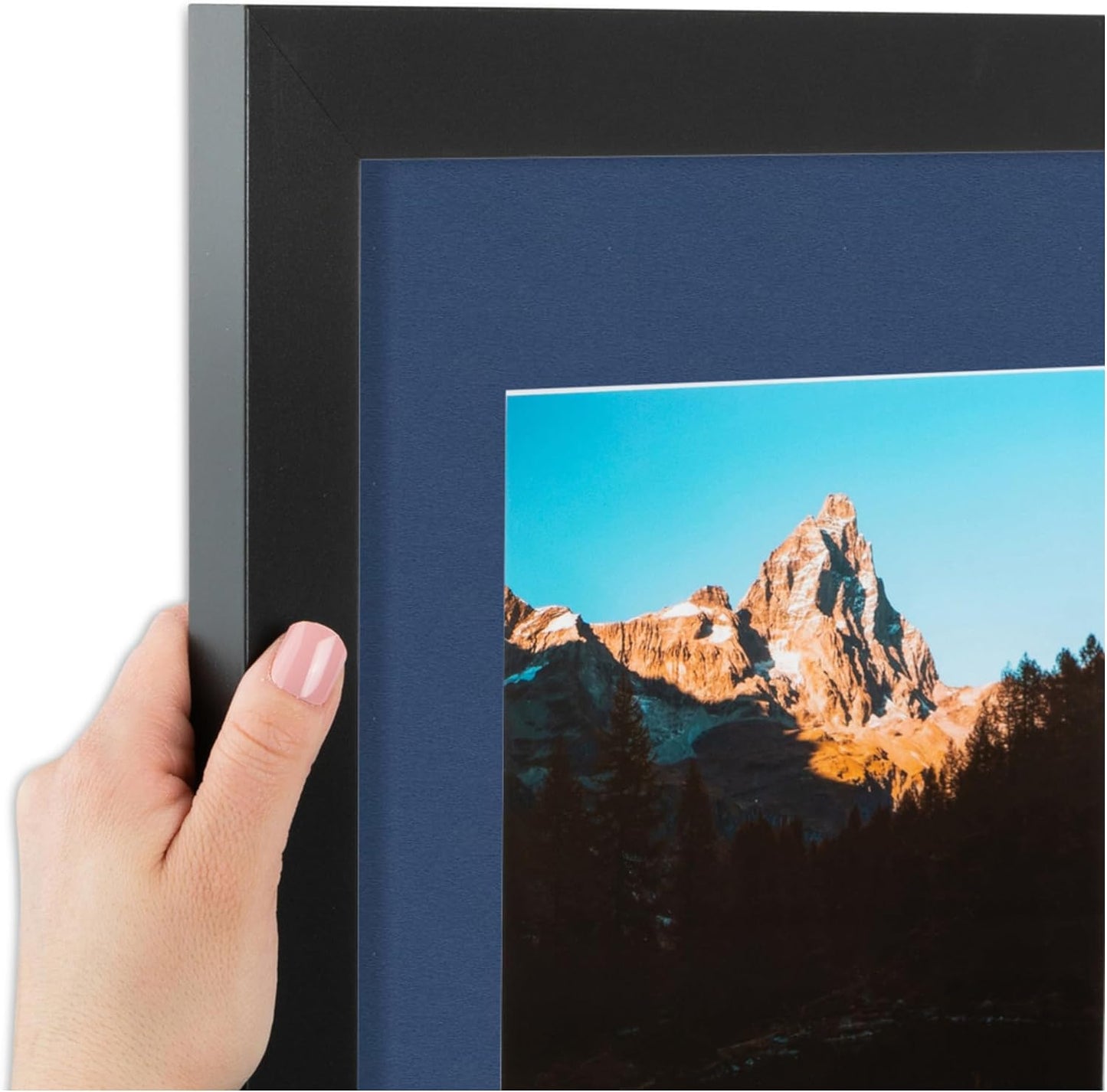 ArtToFrames Collage Picture Frame 3 Opening 3-5x7 Photo Frame | Made in USA | Black Frame Delft Blue and Black Mats