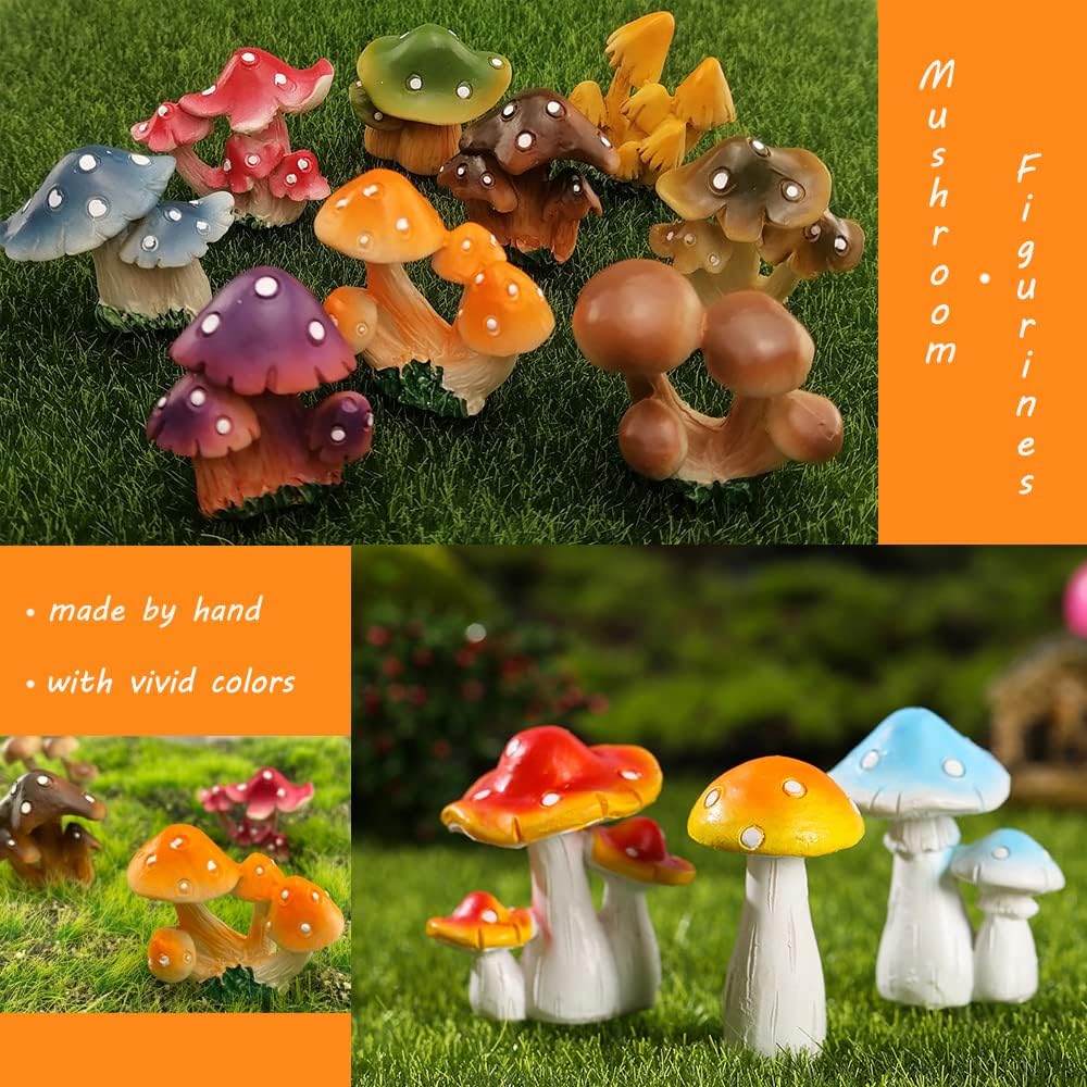 1.5 to Resin Mushroom / 1.8 Inch / Set of 12