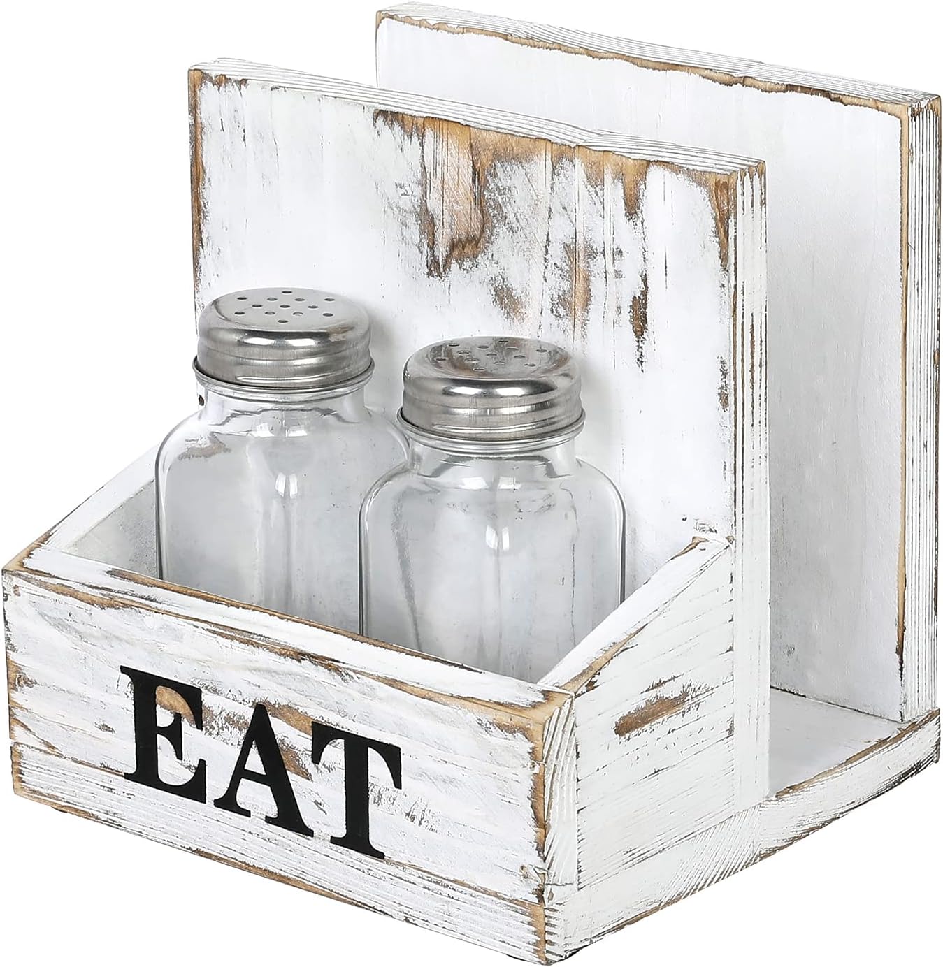 Wood Napkin Holder / Whitewashed / Black