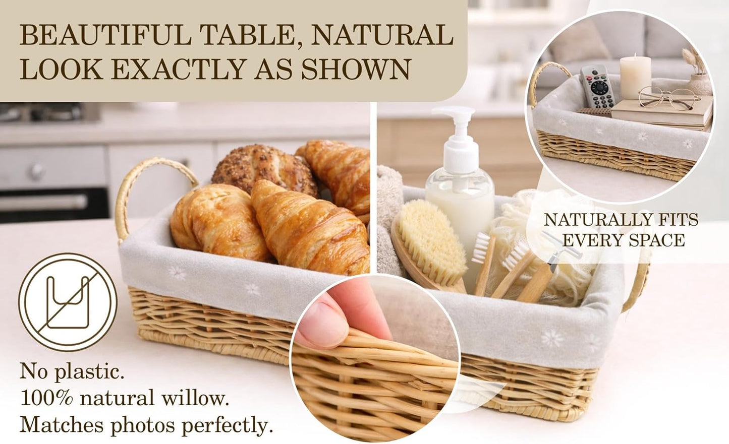 Scalloped Rattan Storage Basket / Natural