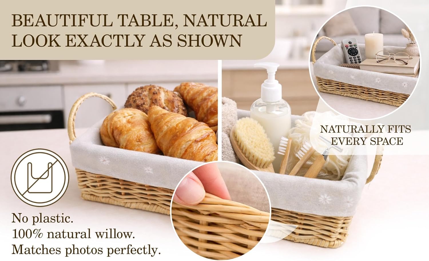 Scalloped Rattan Storage Basket / Natural