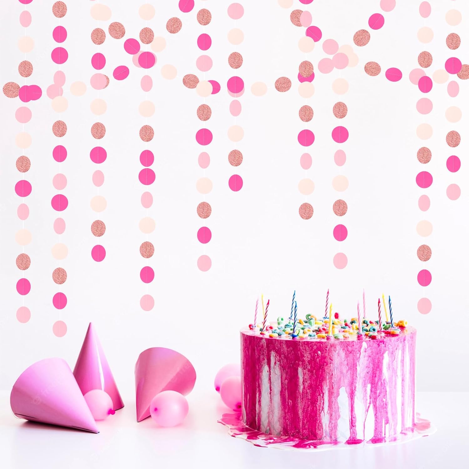 Hot-Pink Rose-Gold Party Decorations Garland / Pink Rose Gold / 52 Inch