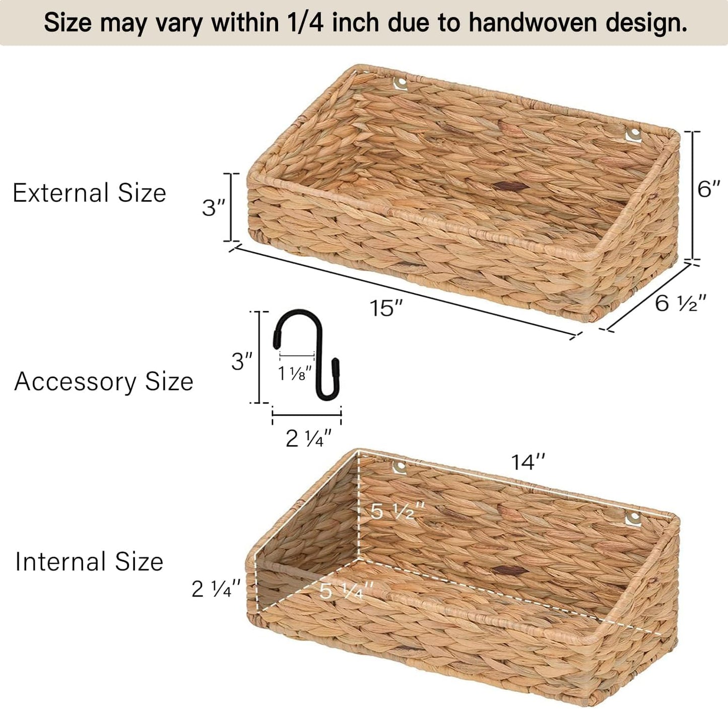 Woven Wall Baskets for Storage / Natural