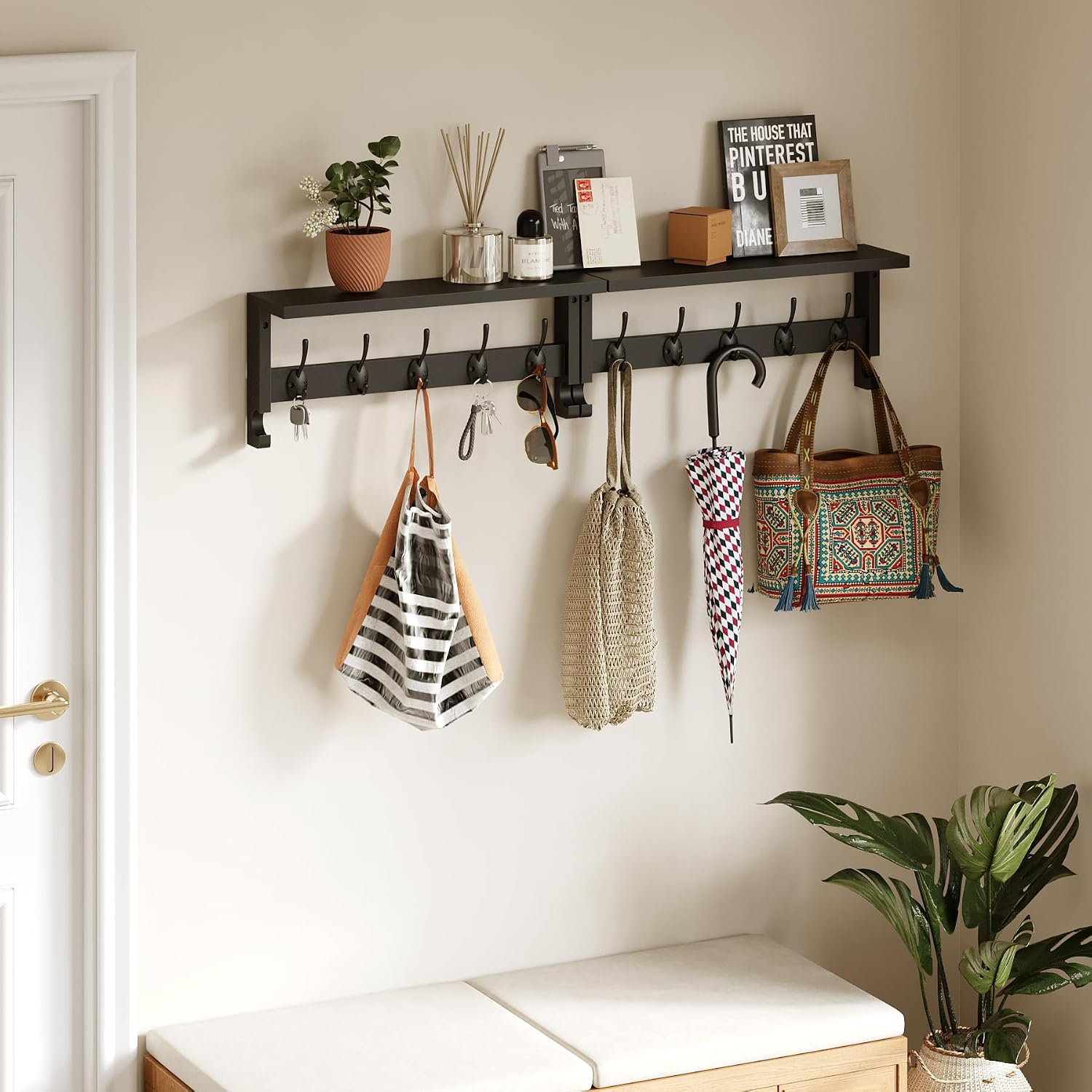 AMBIRD Coat Rack Wall Mount with Shelf, 17.1 Inches Coat Hooks Wall Mounted, Hat Wall Hooks for Hanging in Entryway