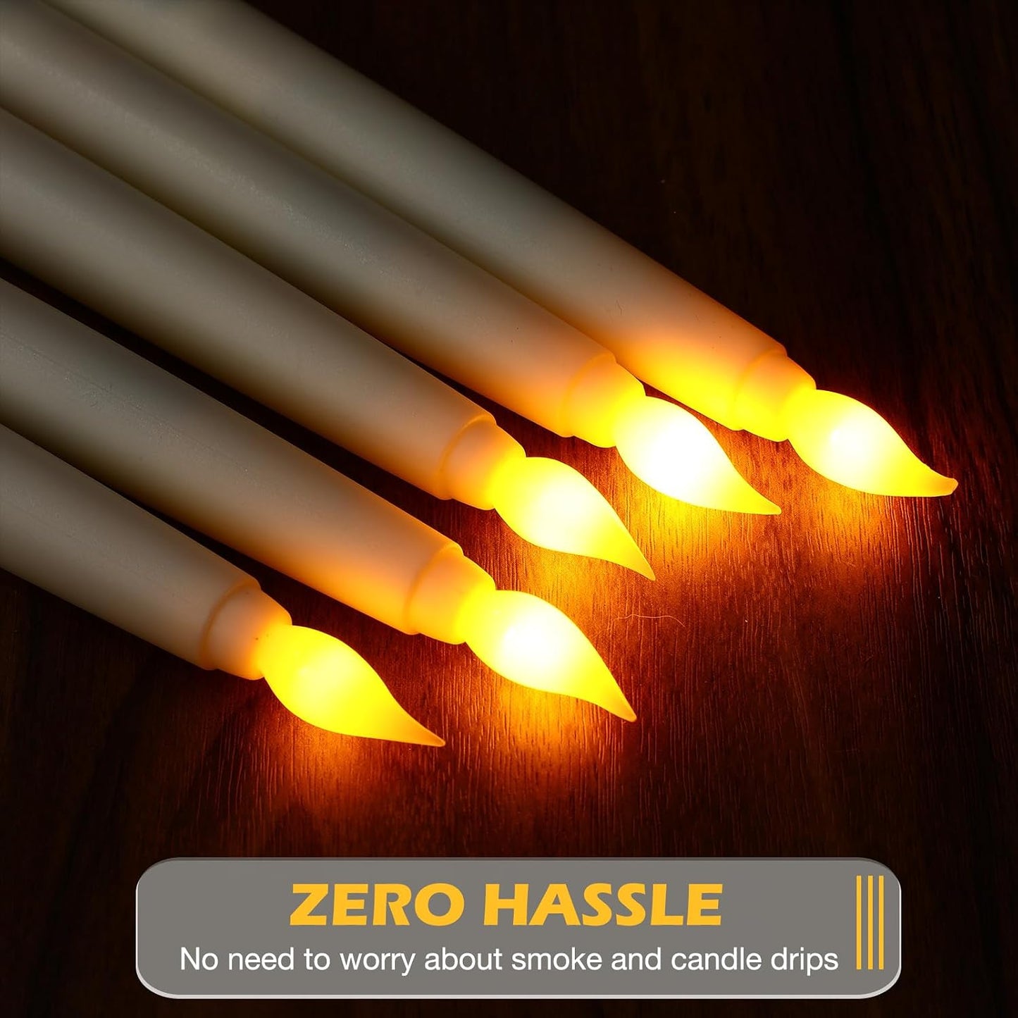 24 Pack 24 Pack Flameless Flicker Taper Candles Bulk with Remote and Timer, Battery Operated LED Warm White Taper