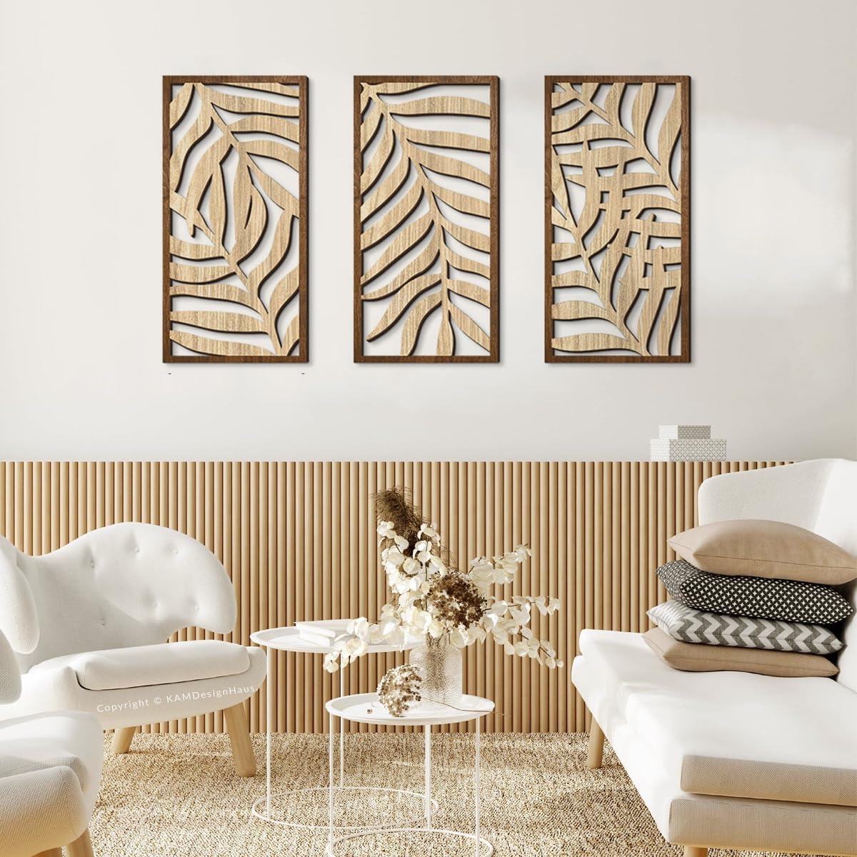 Tropical Leaf Wood Wall Art Decor / C / Set of 3