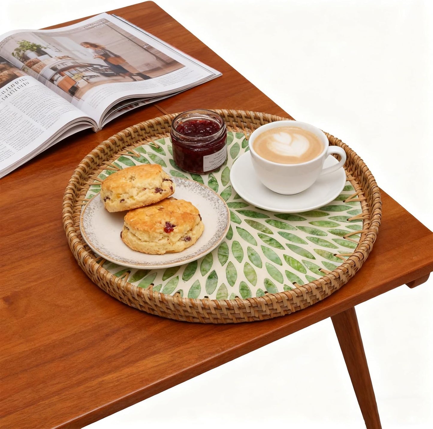 Round Rattan Tray / Leaf