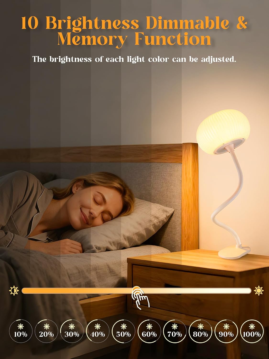 Clip on Lamp, 10 RGB Colors+10 Brightness Clip on Desk Lamp for Dorm Lamp | 800 lm Bright Clip on Light, USB Adapter