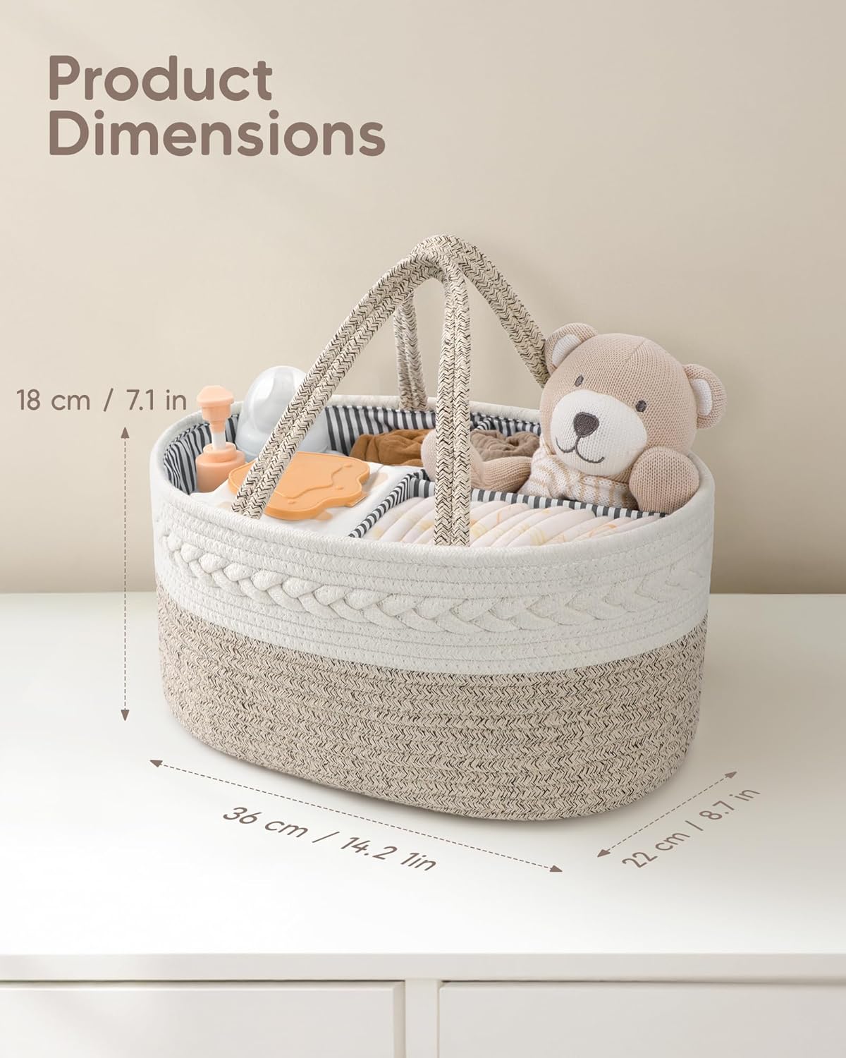 Cotton Rope Baby Gift Basket / Large / Brown
