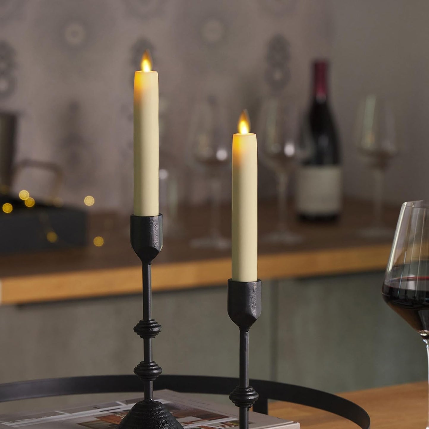 Luminara - Flameless Battery Operated Taper Candle - Ivory - Pack of 2-1x6 inch - LED Flickering Flame - Realistic Safe