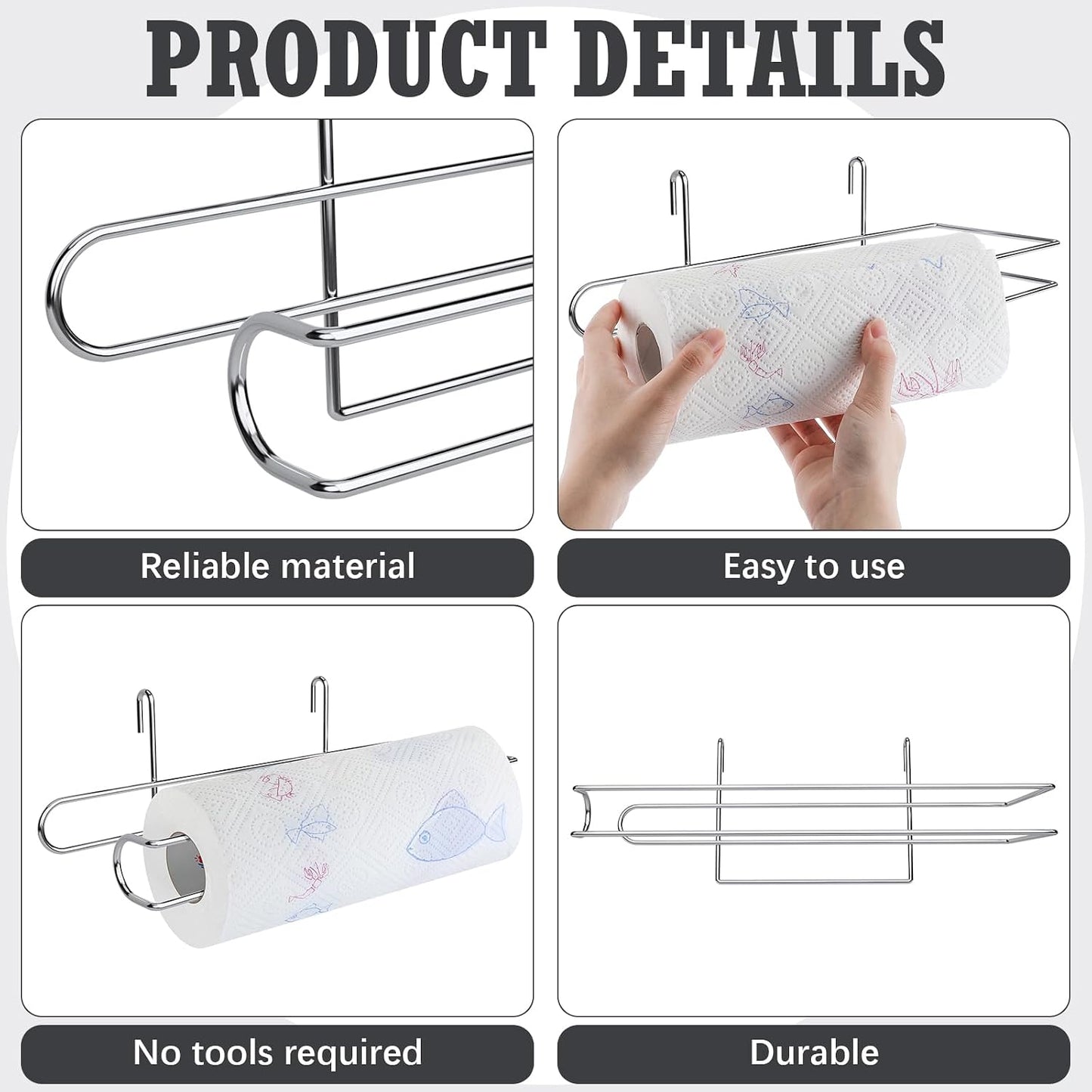CroBlissful Paper Towel Holder for Wire Shelving 5'' D x 12'' W x 4.5'' H Hanging Paper Towel Holder Wire Shelf