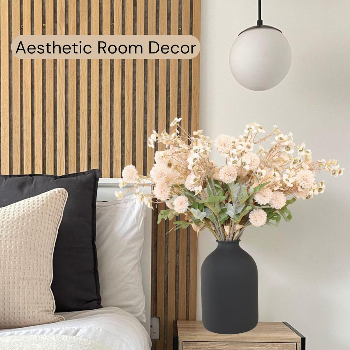 SilkSerenade Large Black Matte Flower Vase / Black Vase