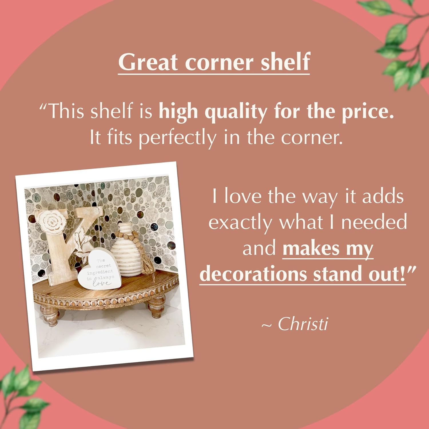 Farmhouse Corner Shelf Stand / Rustic Brown