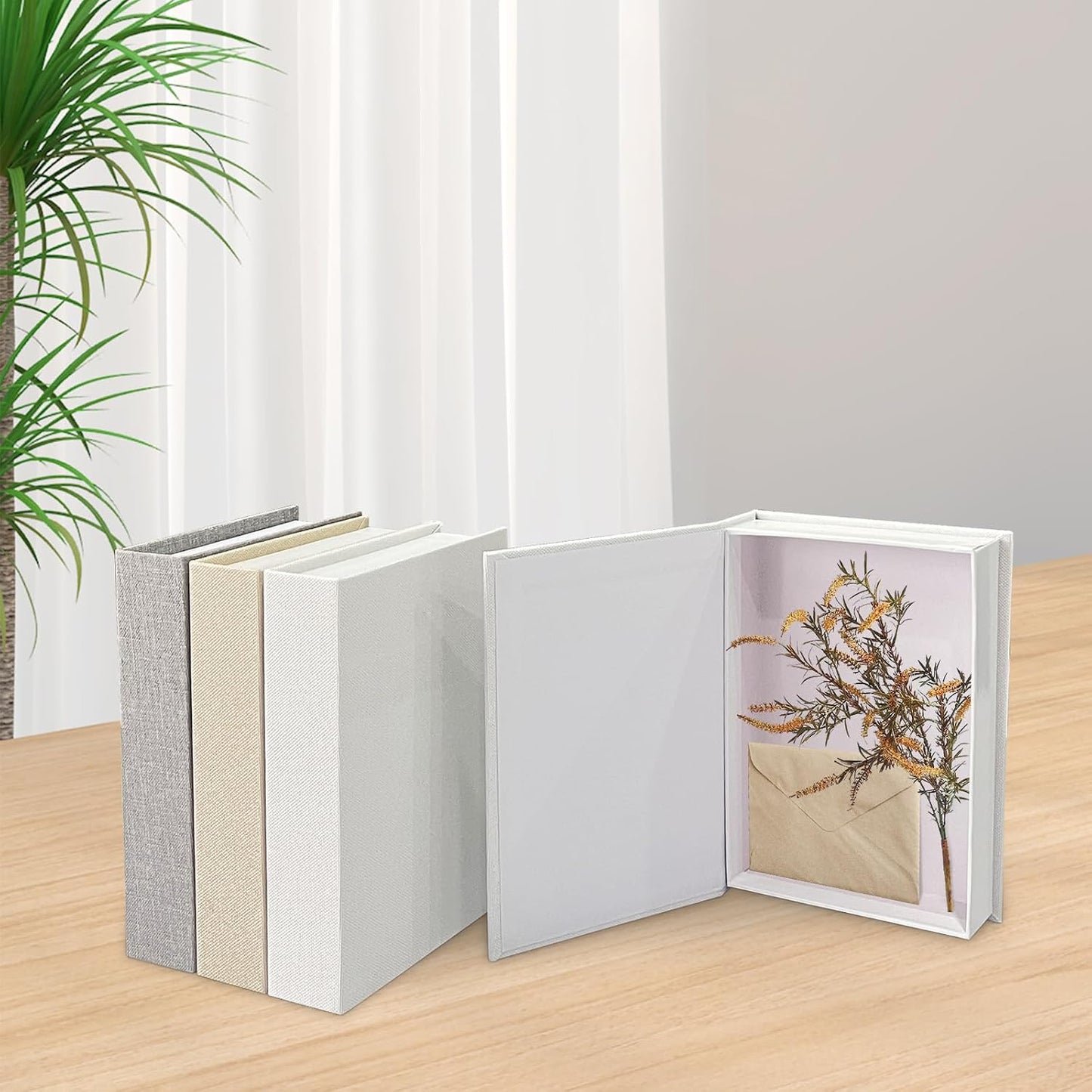 Faux Books for Decorative / White&grey&beige / Set of 3