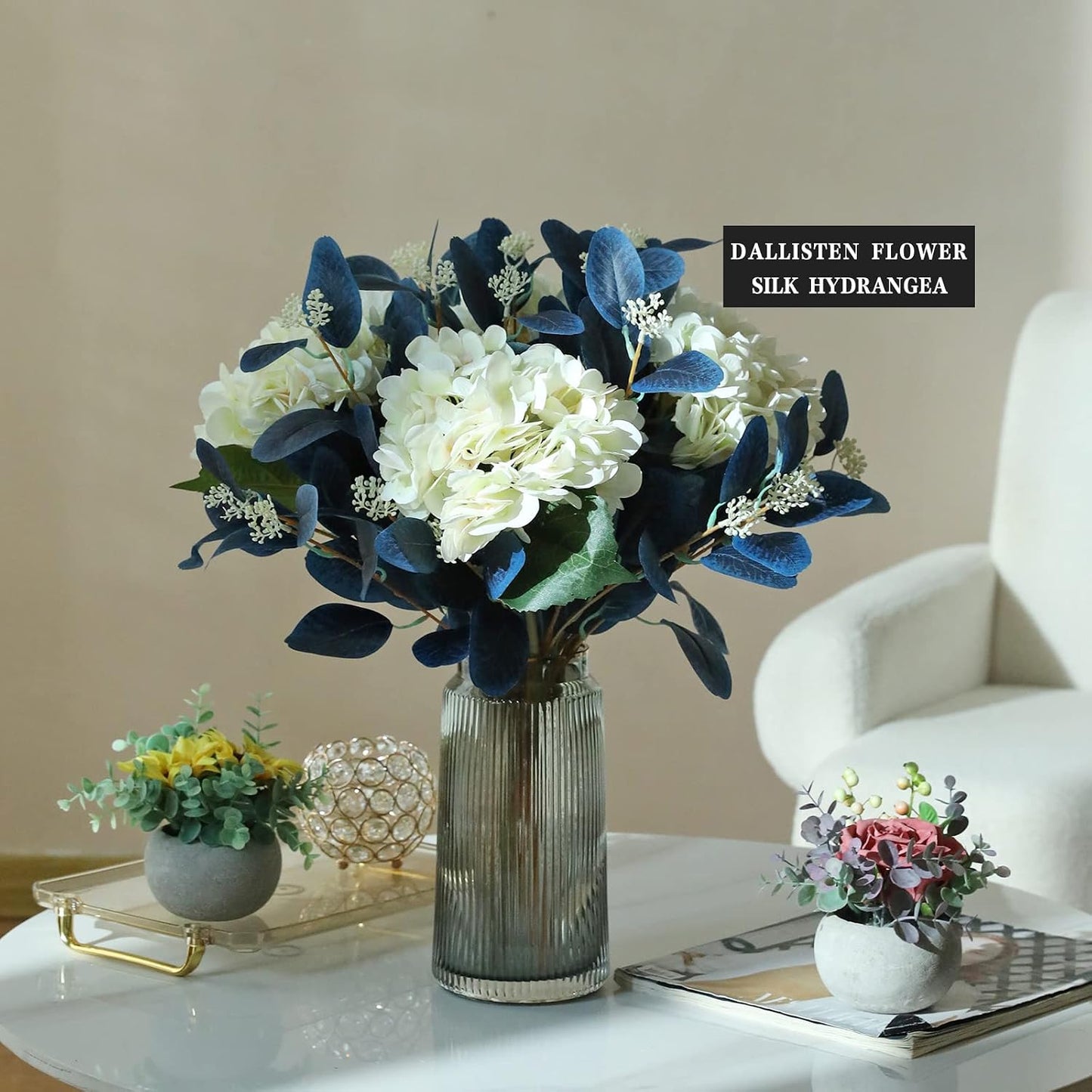 Greenery Plants Floral / Navy Blue / Set of 12