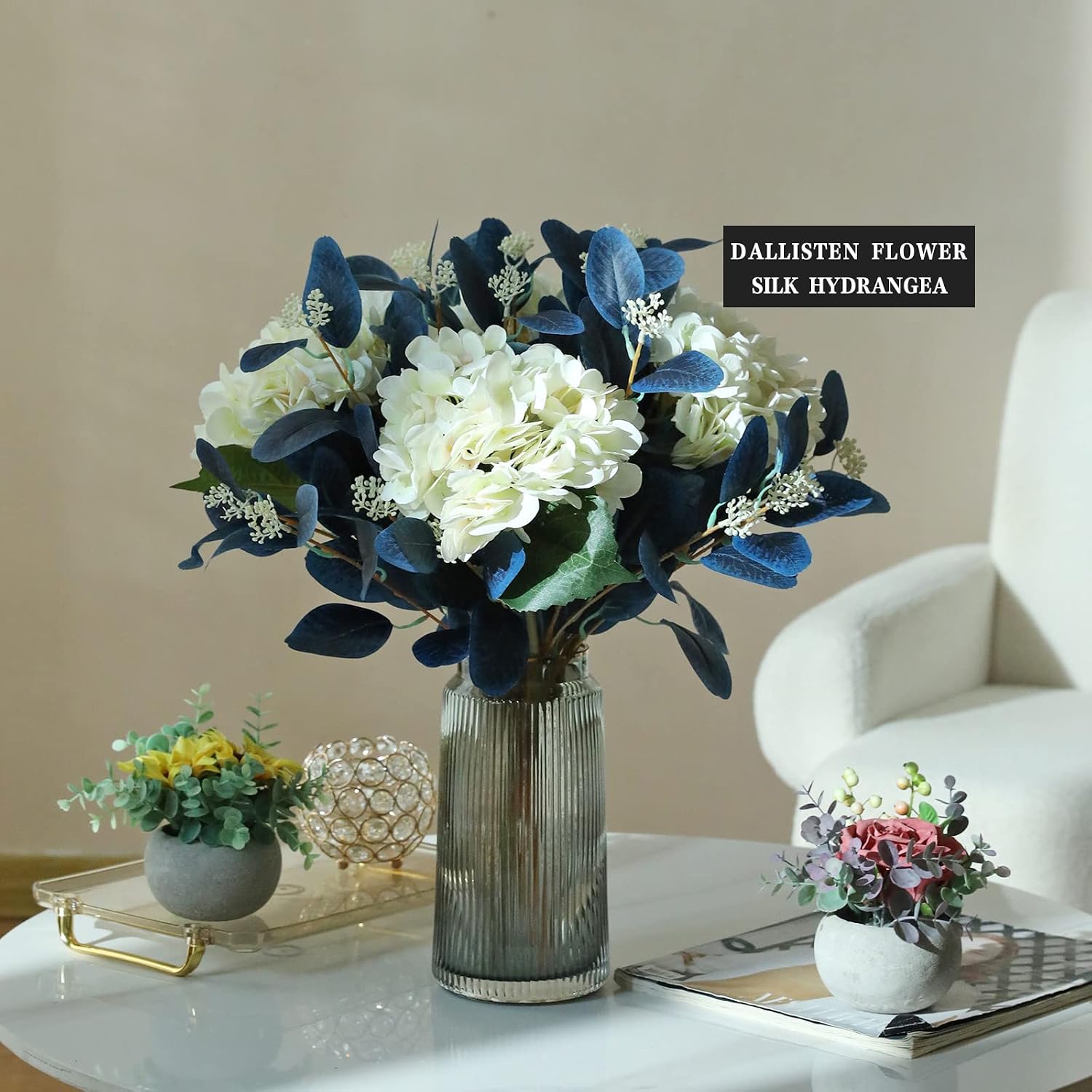 Greenery Plants Floral / Navy Blue / Set of 12