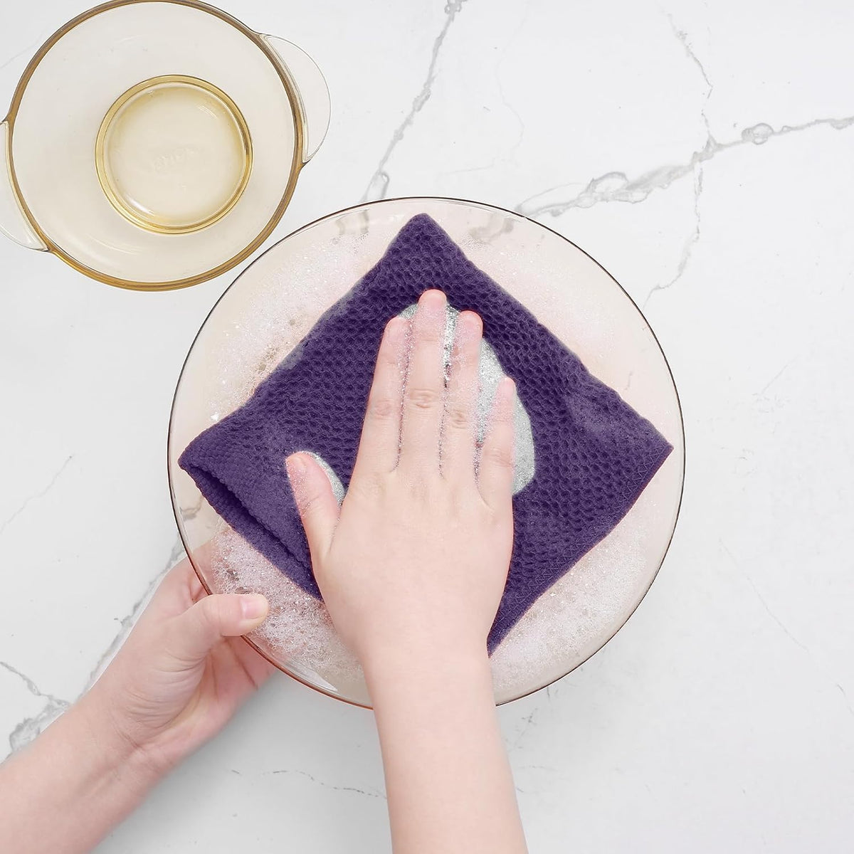 Homaxy 100% Cotton Waffle Weave Kitchen Dish Cloths 12-Pack, Eggplant | 12 x 12 Inches, Ultra Soft Absorbent Dish