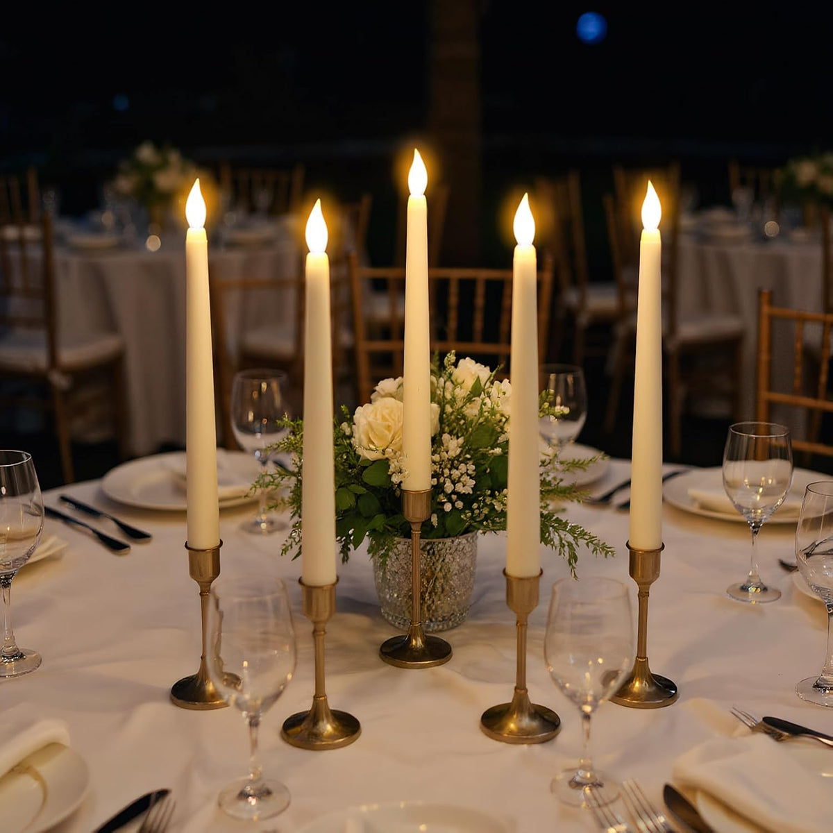 GenSwin 26 Pcs Flameless Taper Candles Battery Operated LED Candlesticks | Ivory, Tall Candle,Home Party Wedding