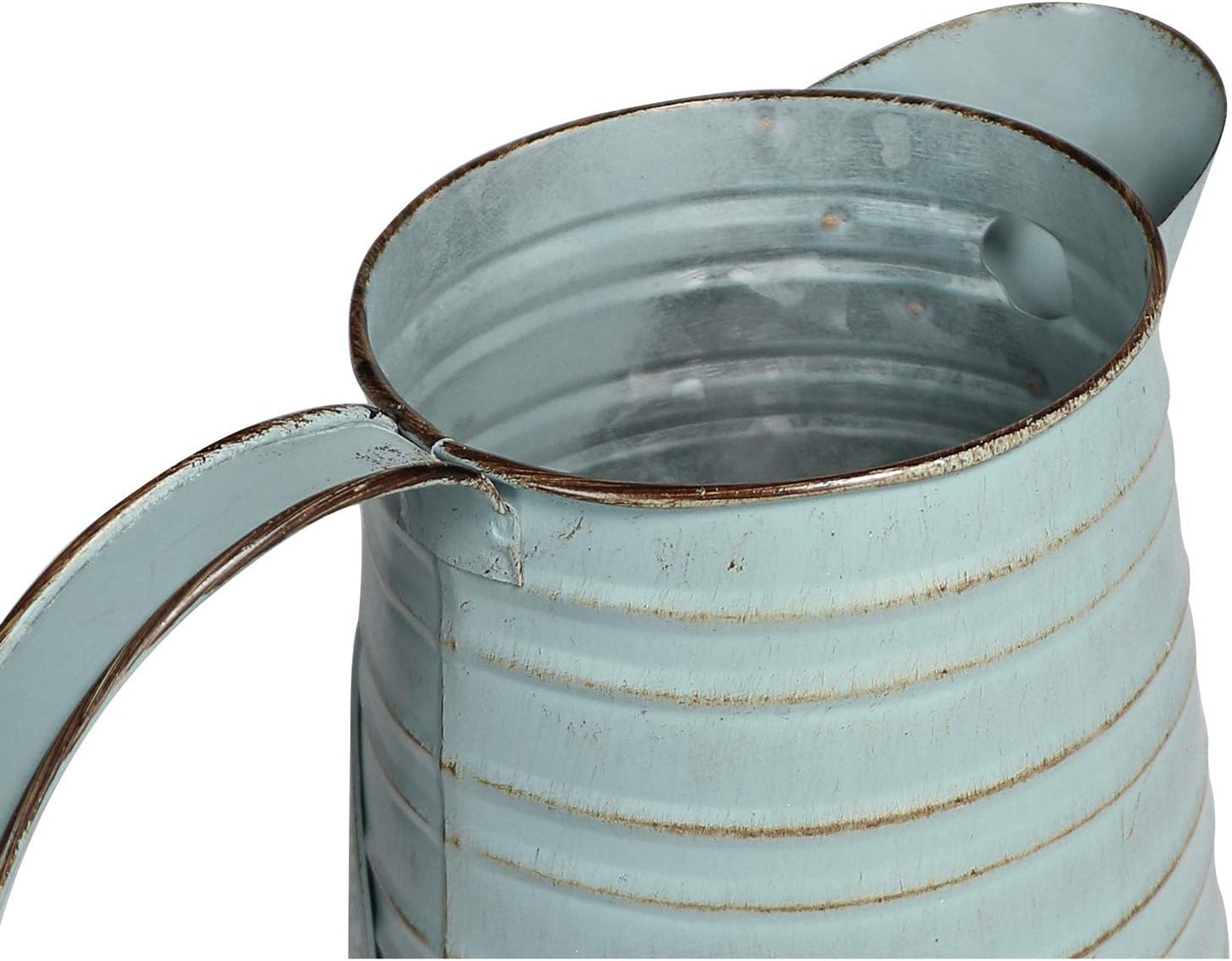 Shabby Chic Metal Jug Vase Pitcher Flower Holder / Blue-large