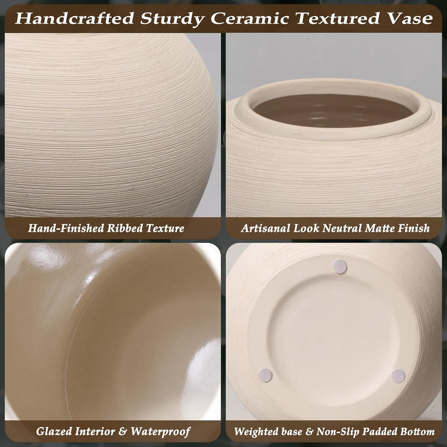 Cream Ceramic Vase / 12 Inch-tall-cream / 12 Inch